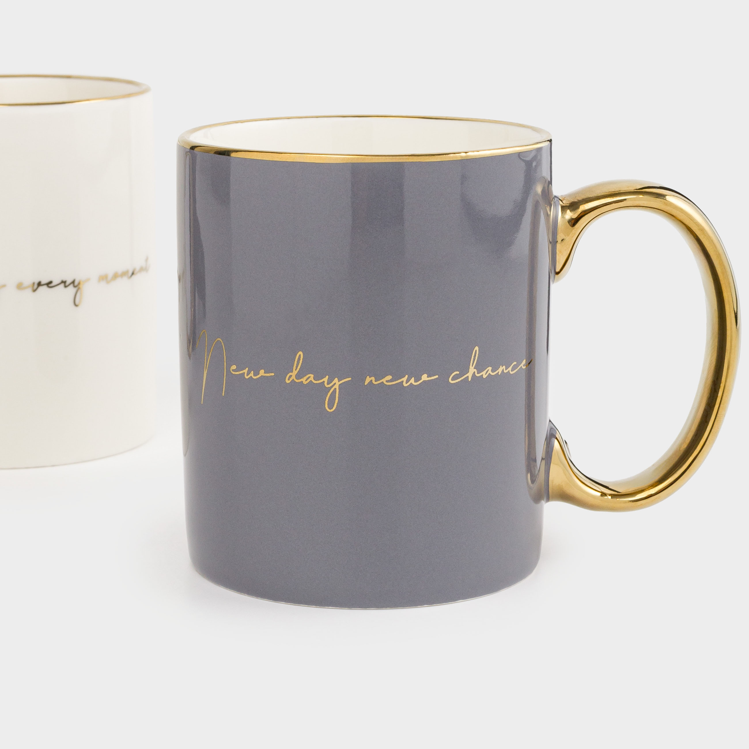 Mug, 350 ml, 2 pcs, with a sieve on a stand, porcelain N / steel, gray / white, Scroll