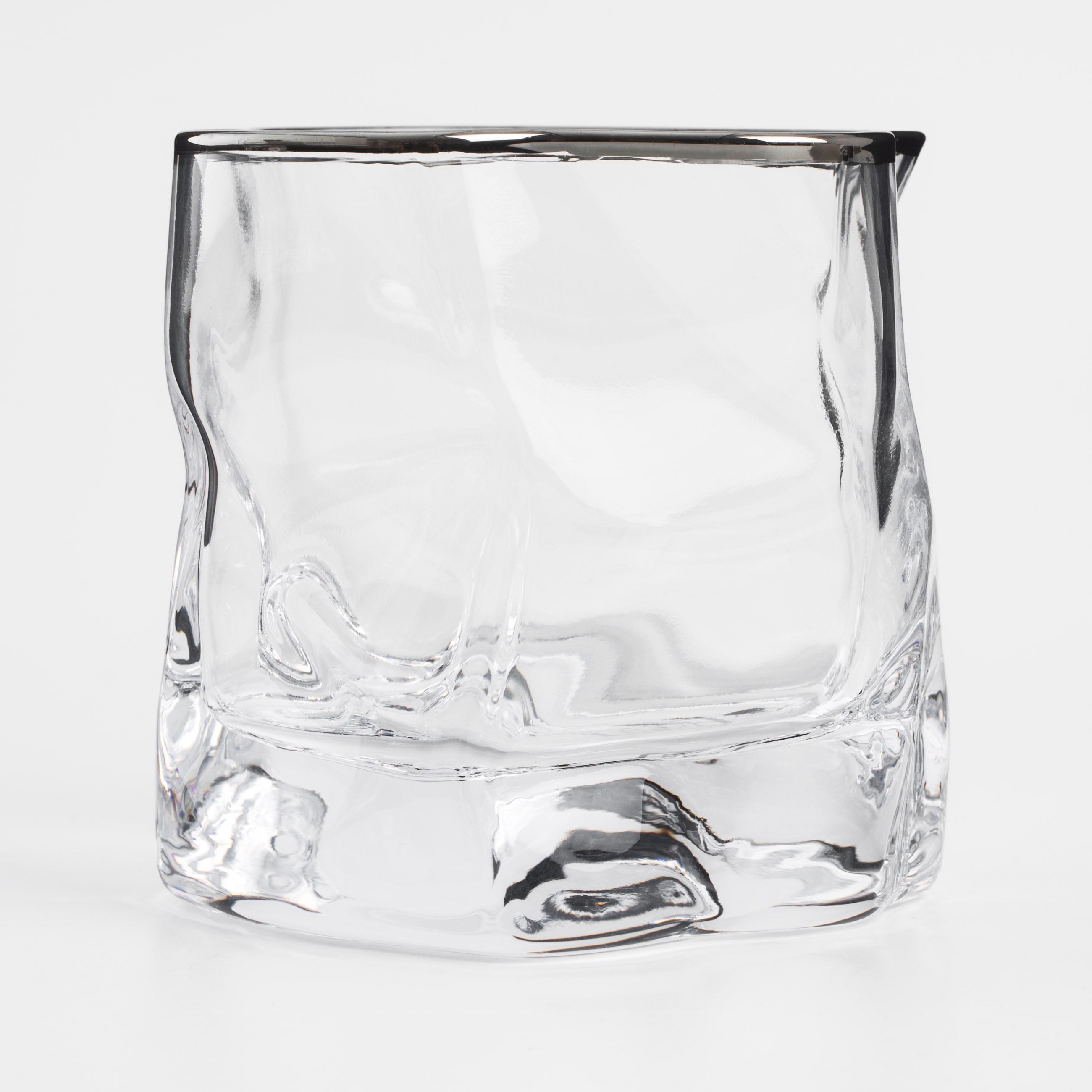 Drinking glass, 8 cm, 245 ml, 2 pcs, glass, with silver edging, Slalom silver, image-3