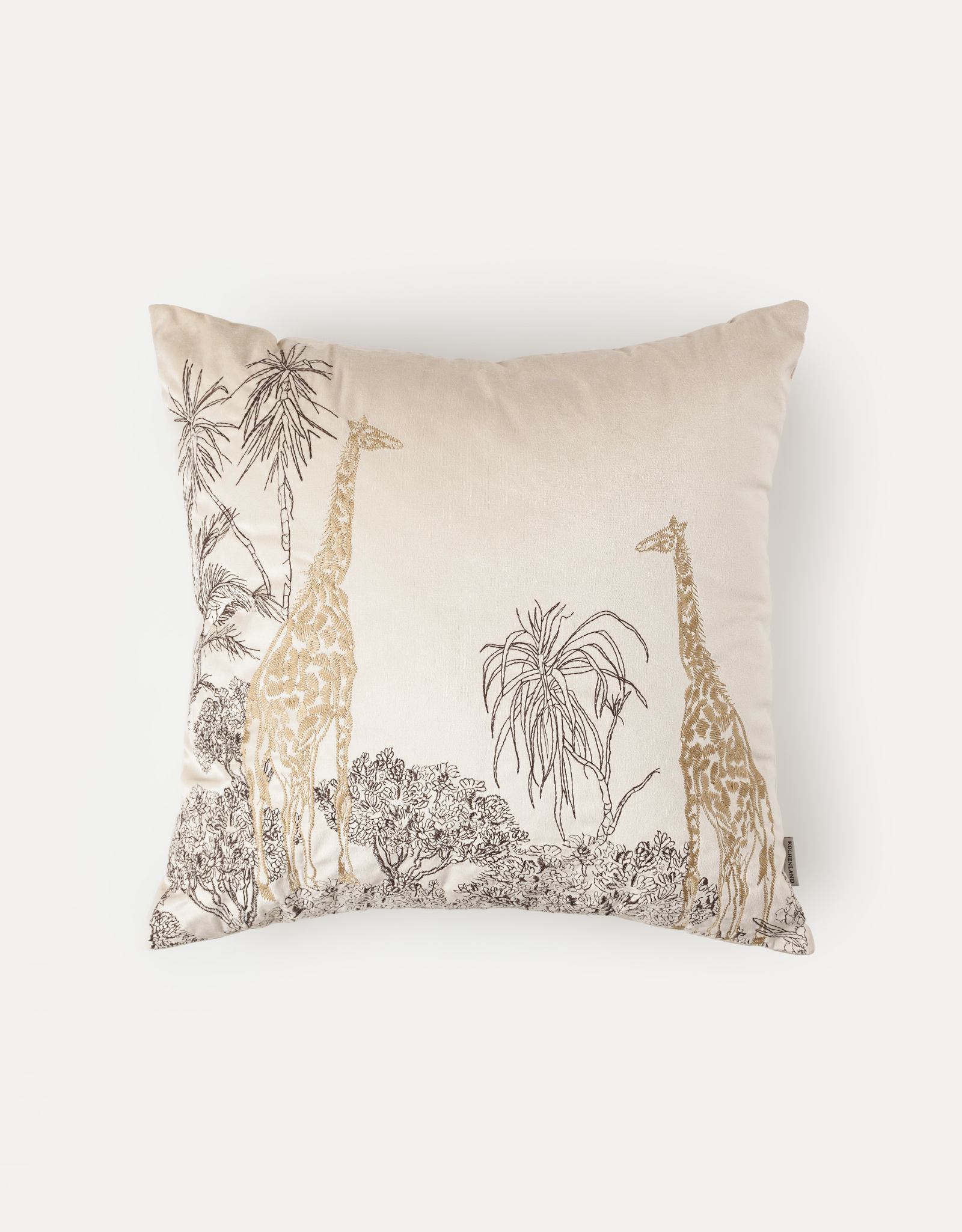 Decorative pillow, 45x45 cm, corduroy, sand, Giraffes, Tropical oasis, image-0