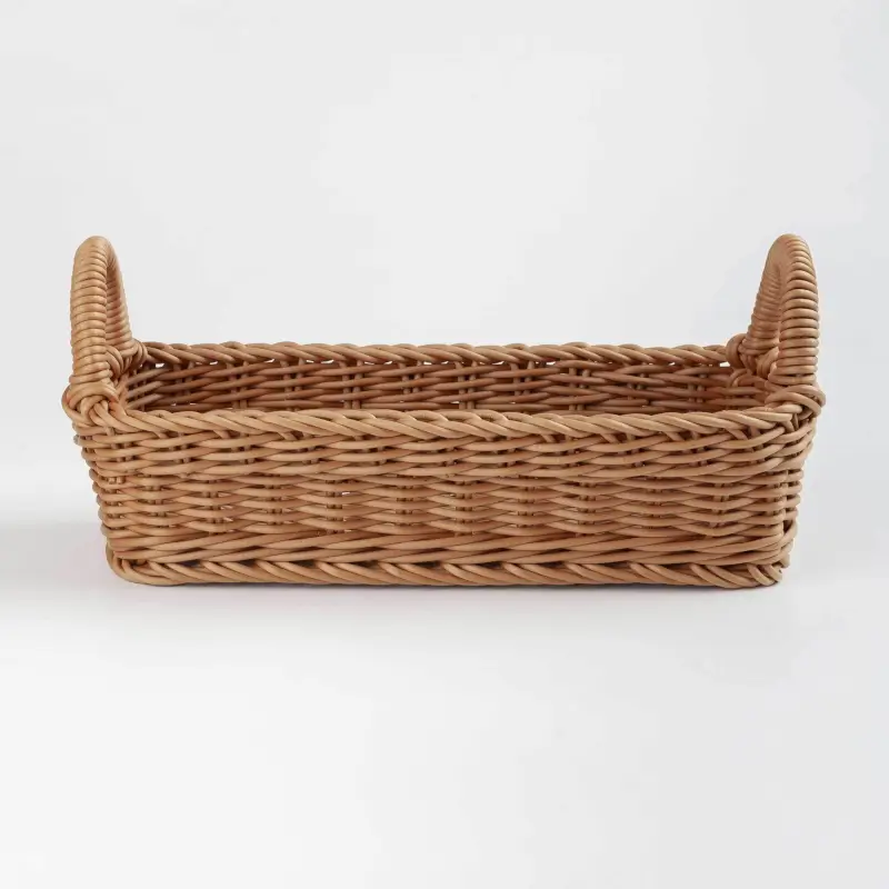 Grocery basket, 28x11 cm, with handles, rattan, rectangular, Brown, Twig ,image-0