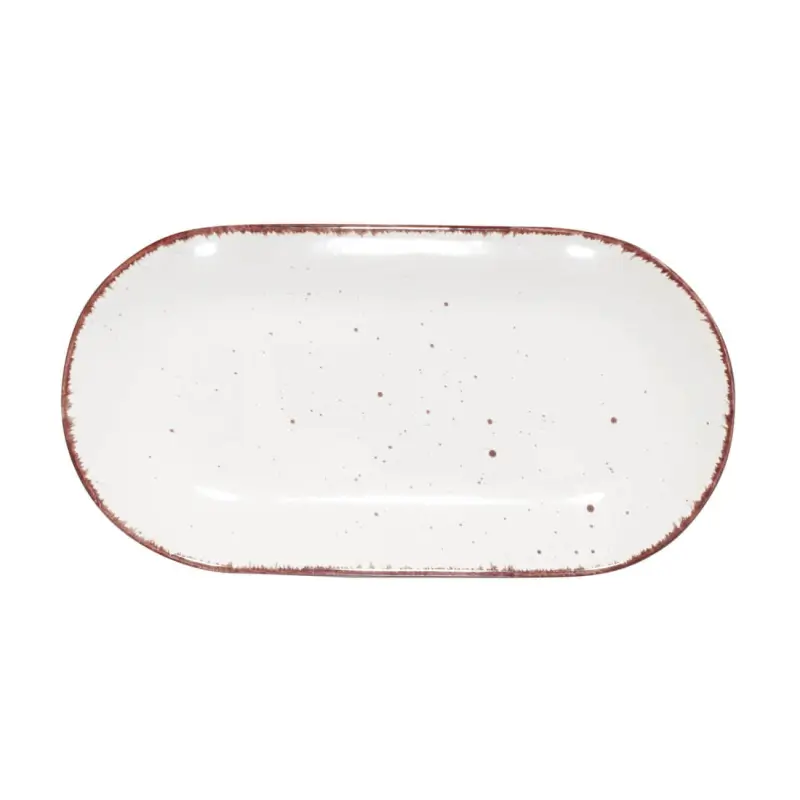 Dish, 25x13 cm, ceramic, oval, beige, Speckled, Speckled