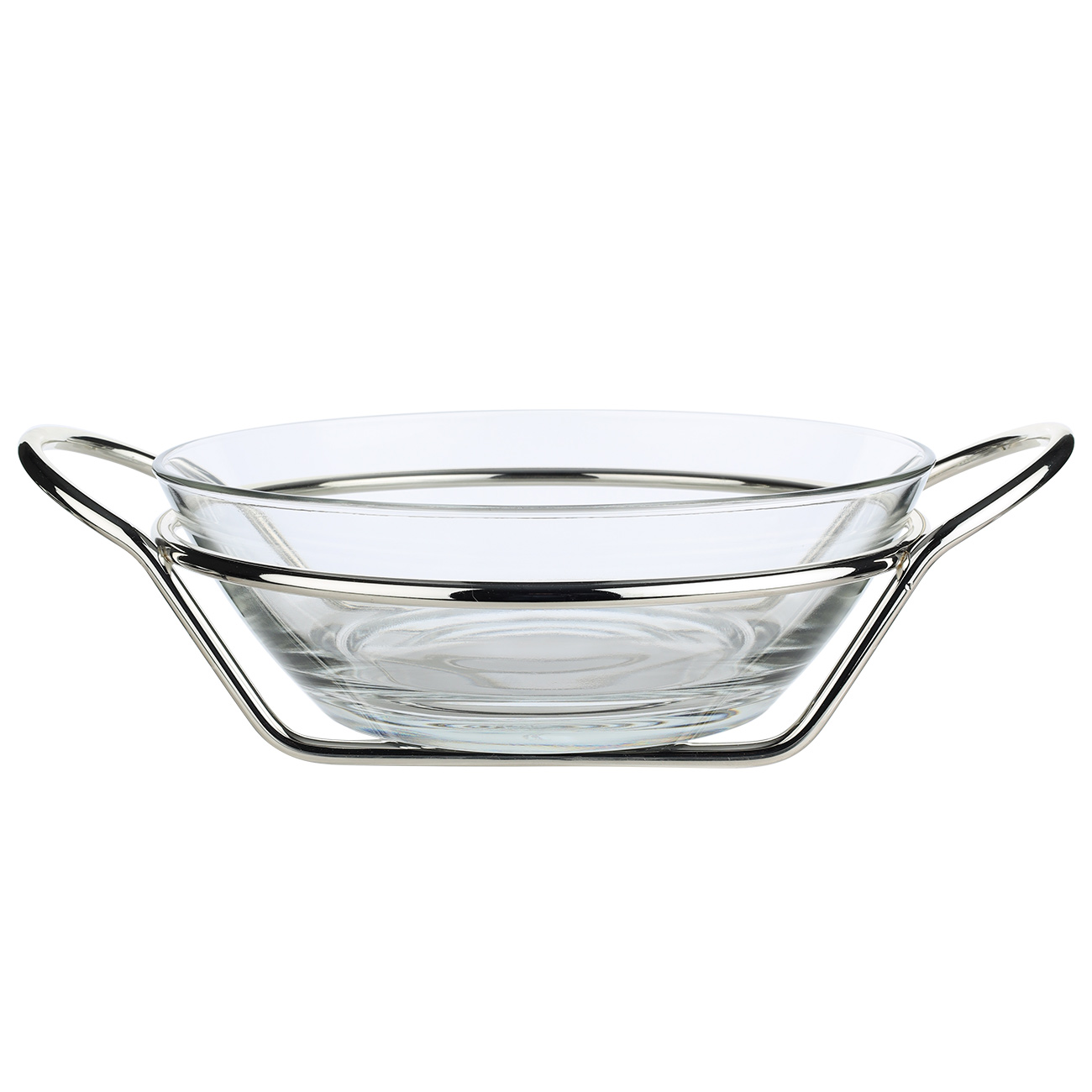 Salad bowl, 35x27cm, 2 l, 3 items, with spoon / fork, on a stand, glass / metal, Fantastic