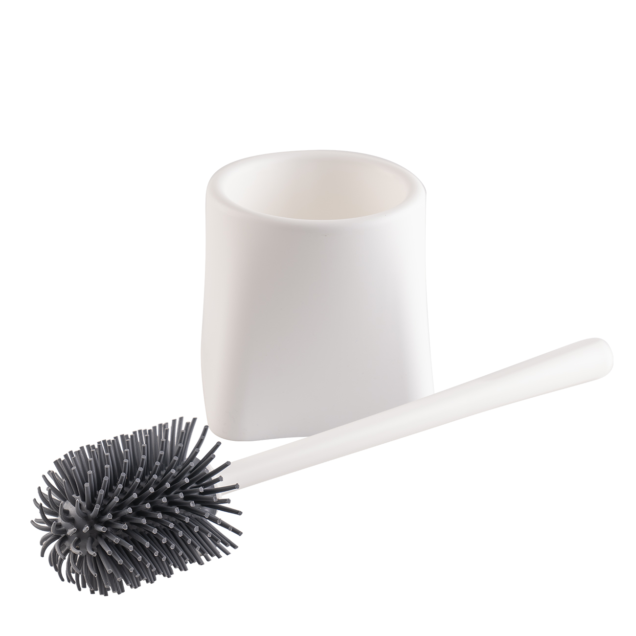 Toilet brush, 35 cm, with stand, rubber / plastic, white, Click изображение № 2
