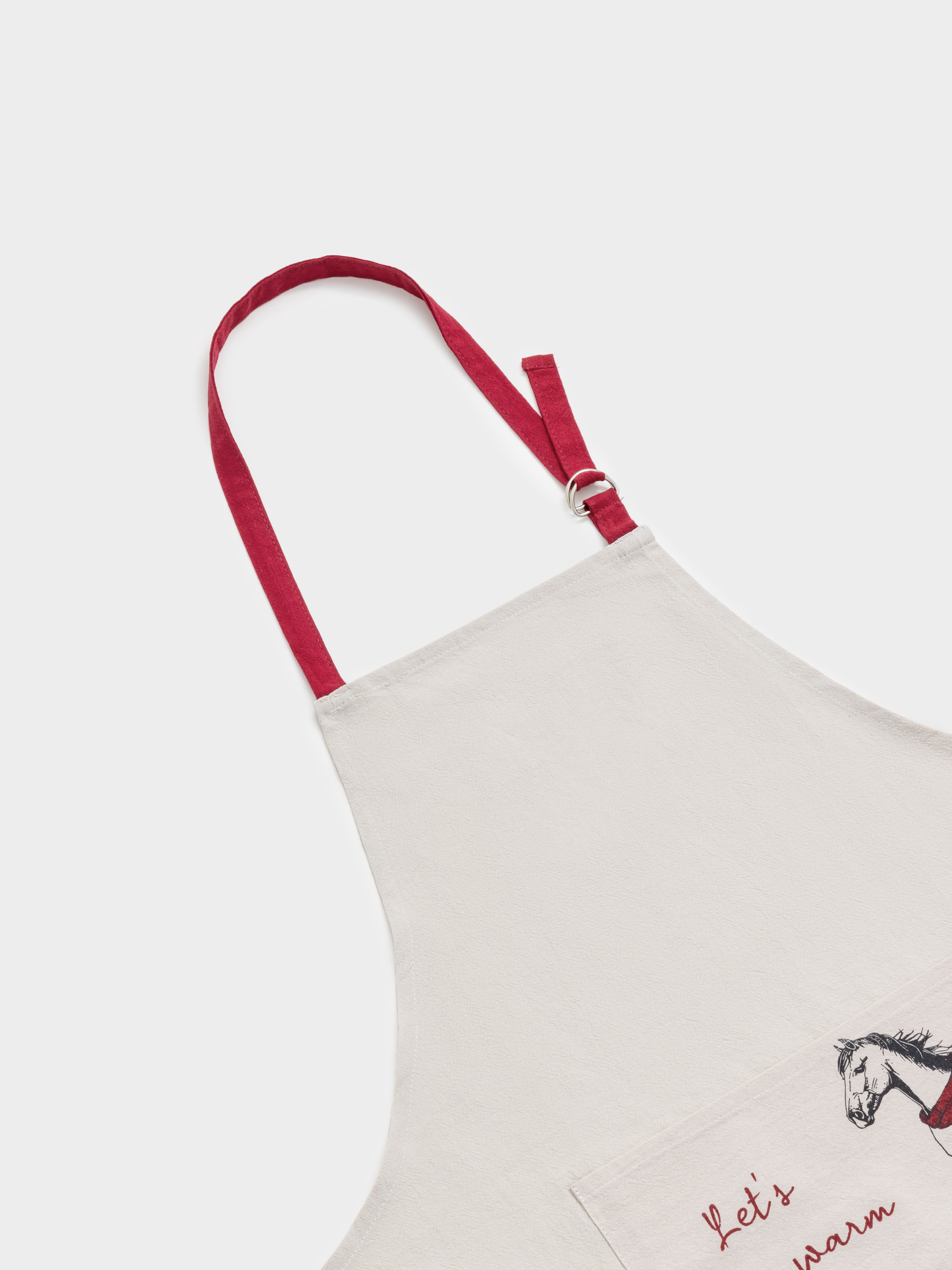 Apron, 65x80 cm, cotton, grey-beige, Horse, Horse in scarf, image-5