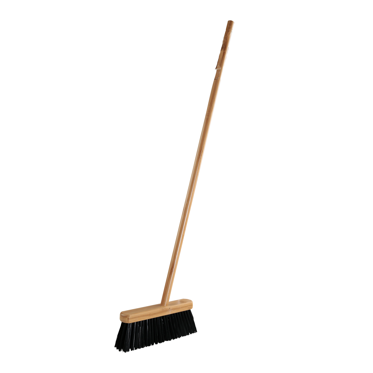 Garbage brush, with dustpan, 93 cm, plastic / bamboo / steel, black, Black clean