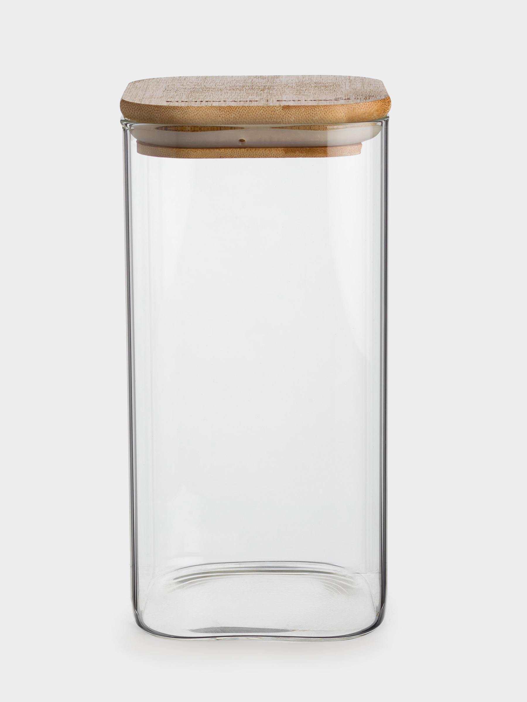 Can for bulk products, 1.5 l, glass / bamboo, square, Home made, image-1
