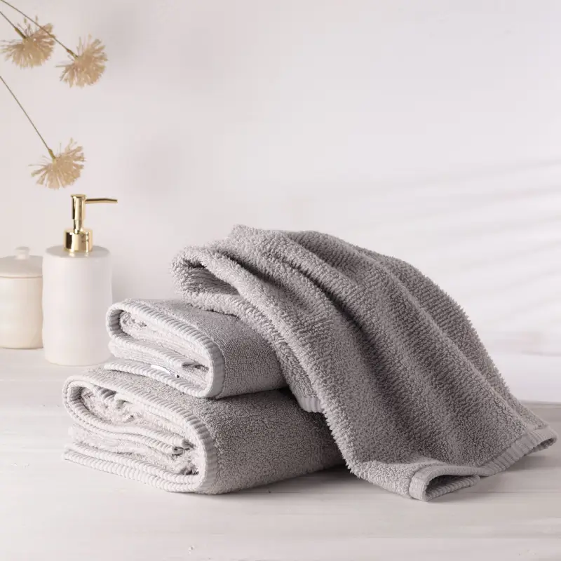 Towel, 70x140 cm, cotton, light gray, Terry cotton ,image-0