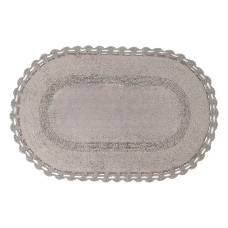 Mat, 60x100 cm, Cotton, Grey, Lace, Knit ,image-0