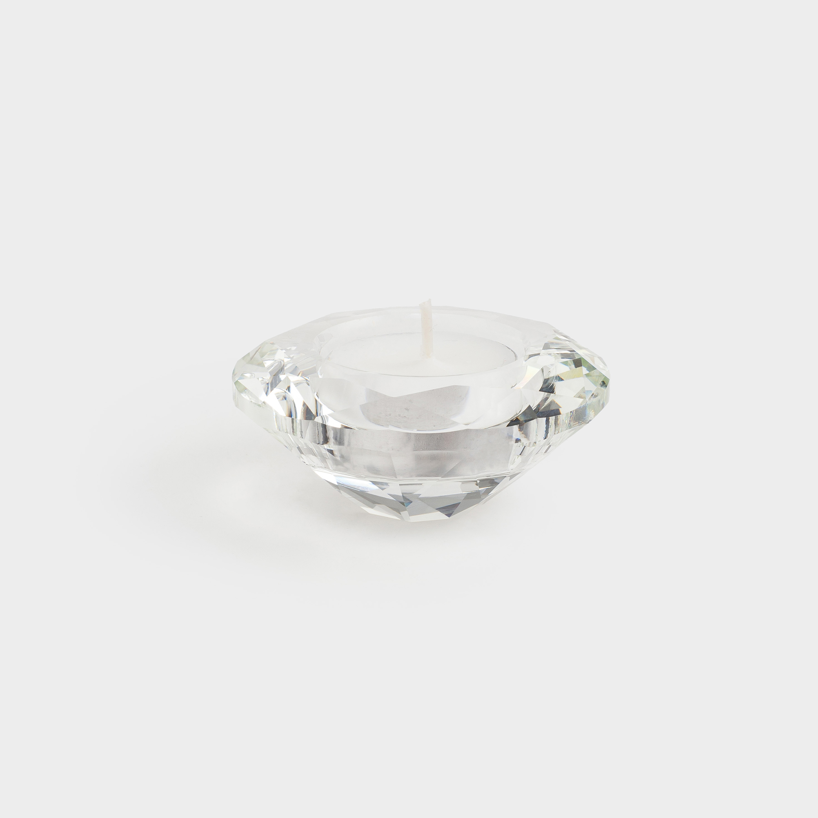 Candlestick, 7 cm, for a tea candle, Glass, Diamond, Diamond