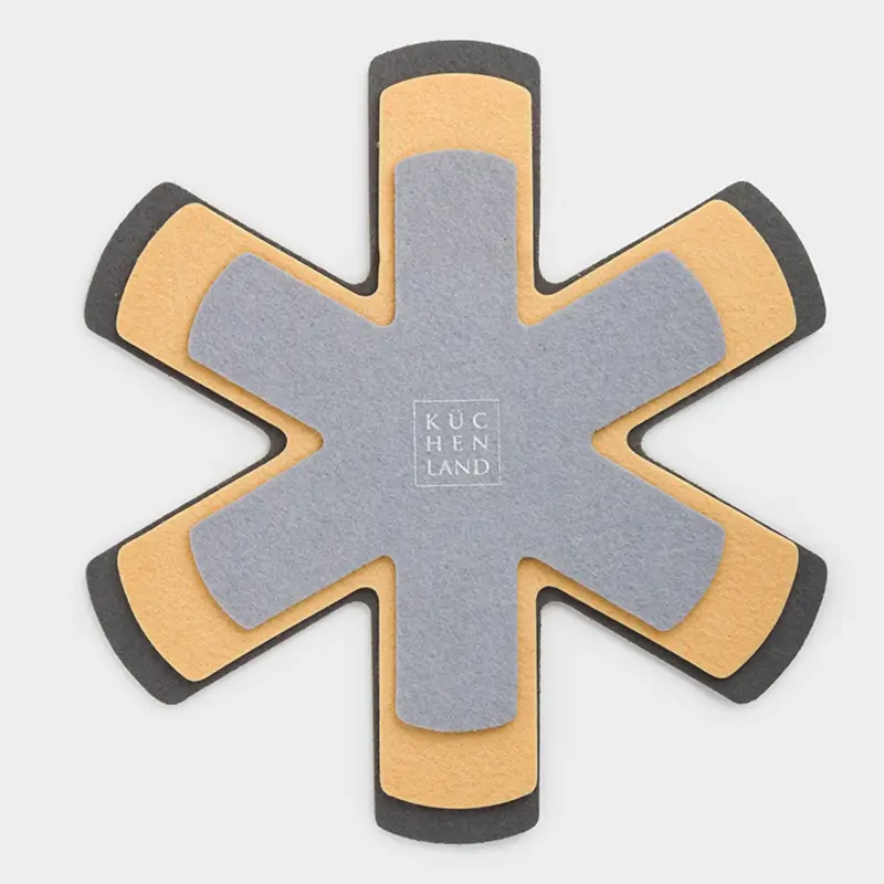 Set of pan protectors, 3 pcs, 38/34/27 cm, felt, gray / beige, Assist