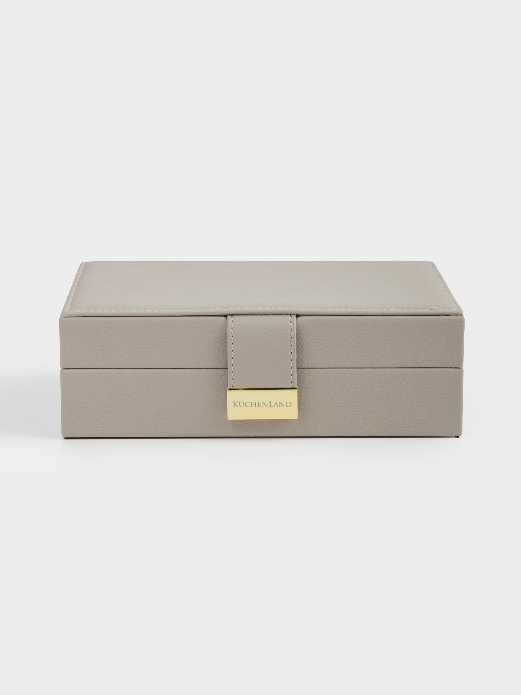 Jewelry box, 20x15 cm, with mirror, wood/PU leather, grey, Premiere