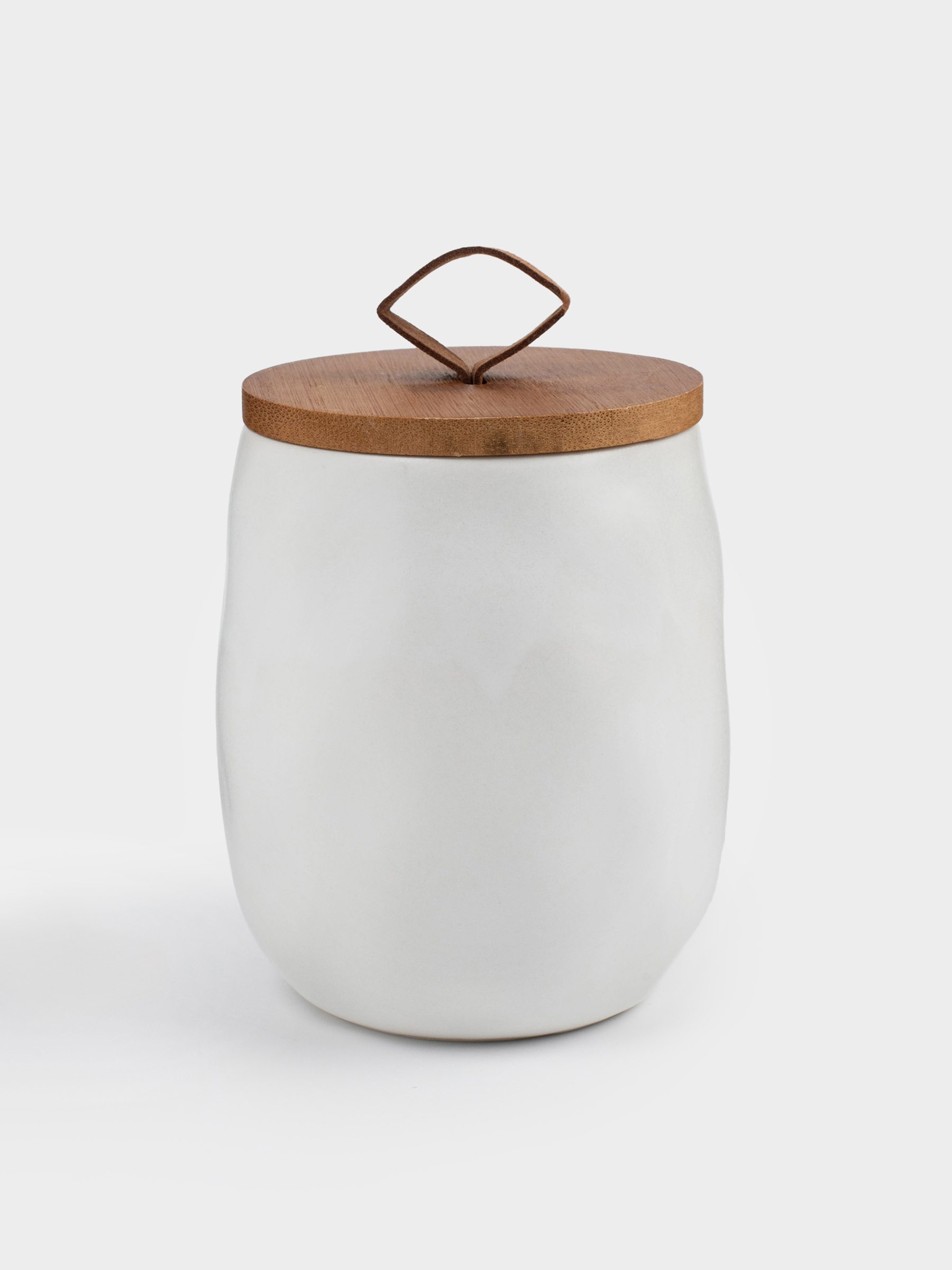 Bathroom box, 11 cm, ceramic/bamboo, milk, Diza, image-0