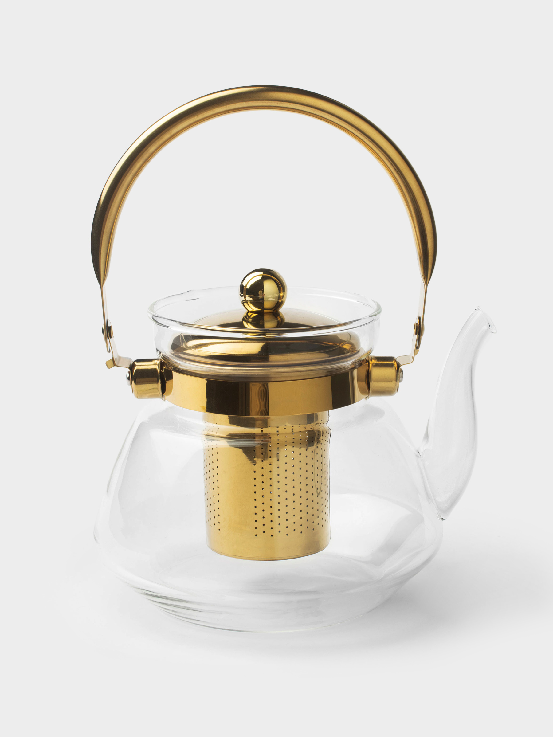Teapot, 1,3 l, B/steel glass, golden, Classic gold, image-4