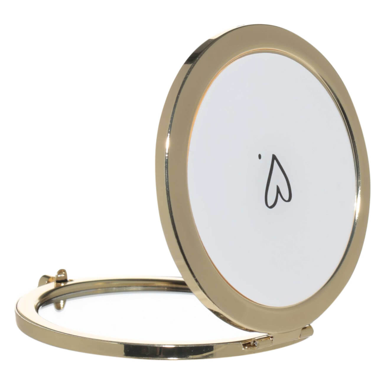 Pocket mirror, 7 cm, double-sided, metal, gold, Freya