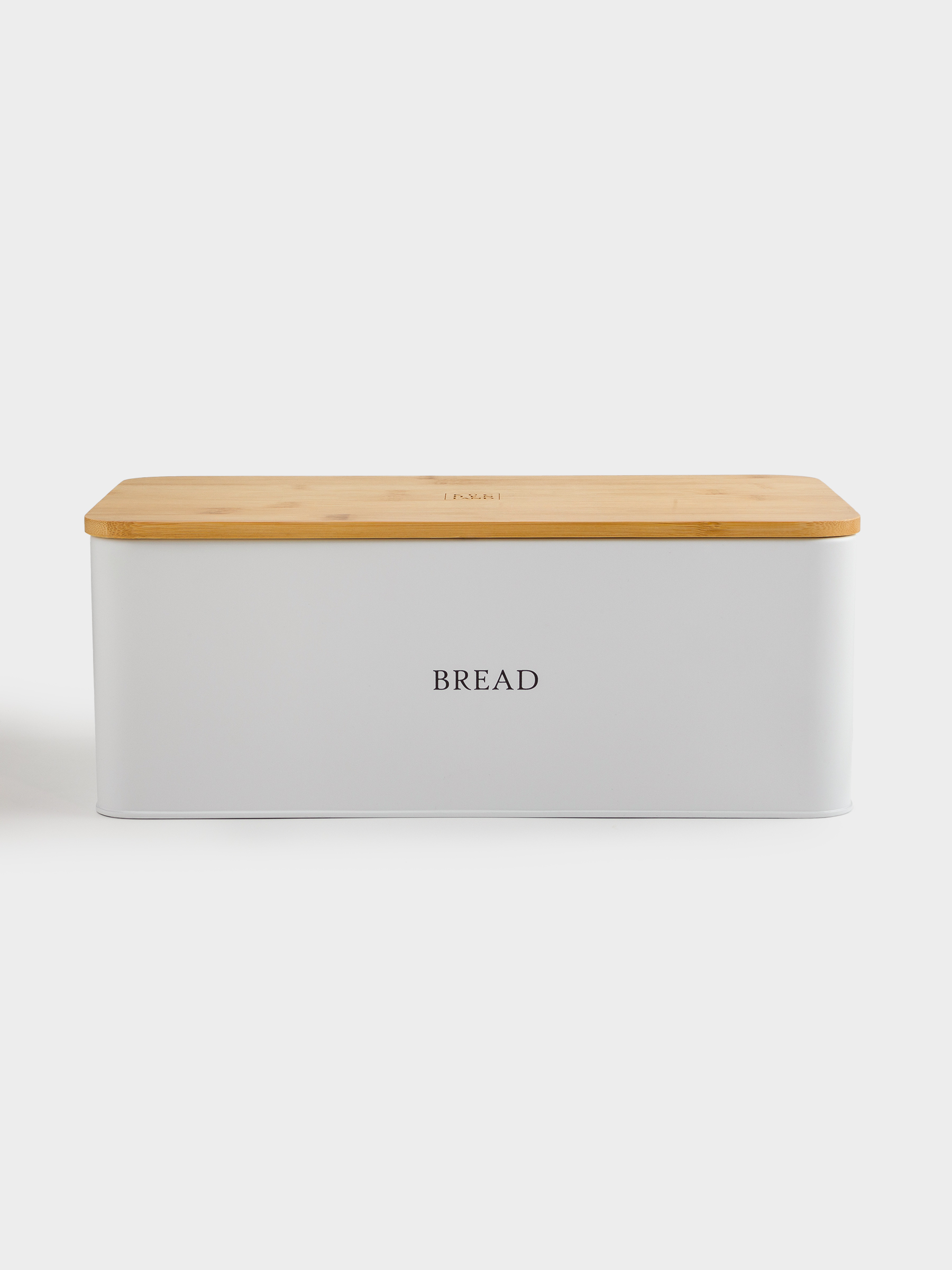 Bread box, 33x18x12 cm, with cutting board, metal / bamboo, rectangular, white, Nostalgia, image-0