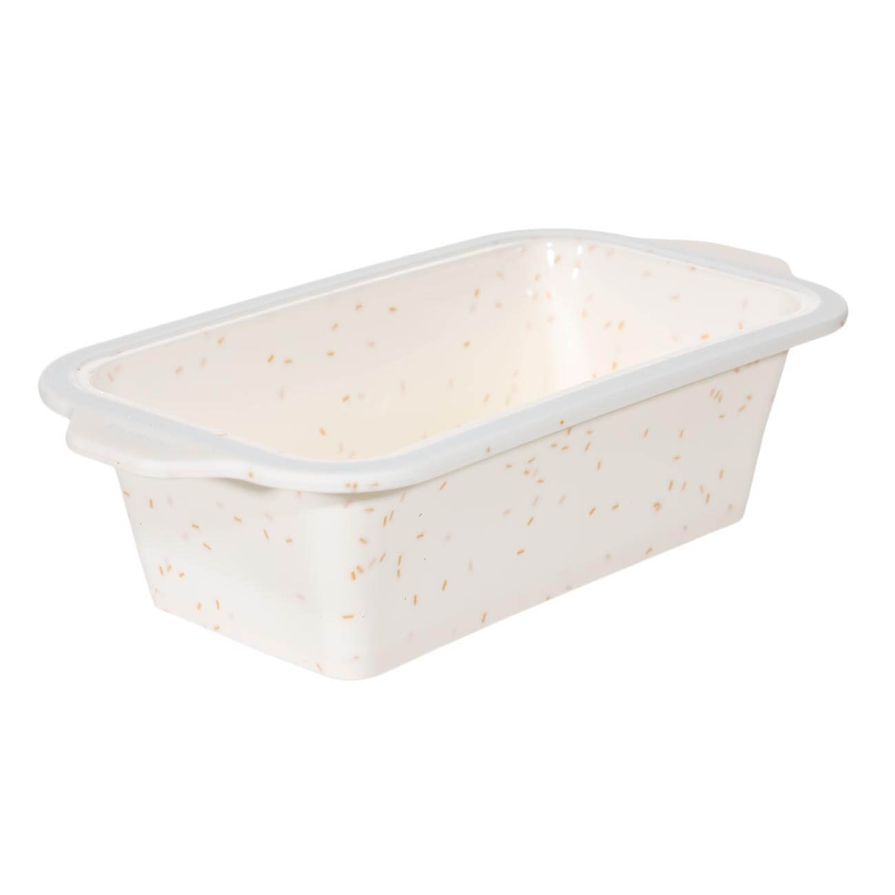 Baking dish, 28x14 cm, silicone / steel, rectangular, milk, speckled, Bakery speckled