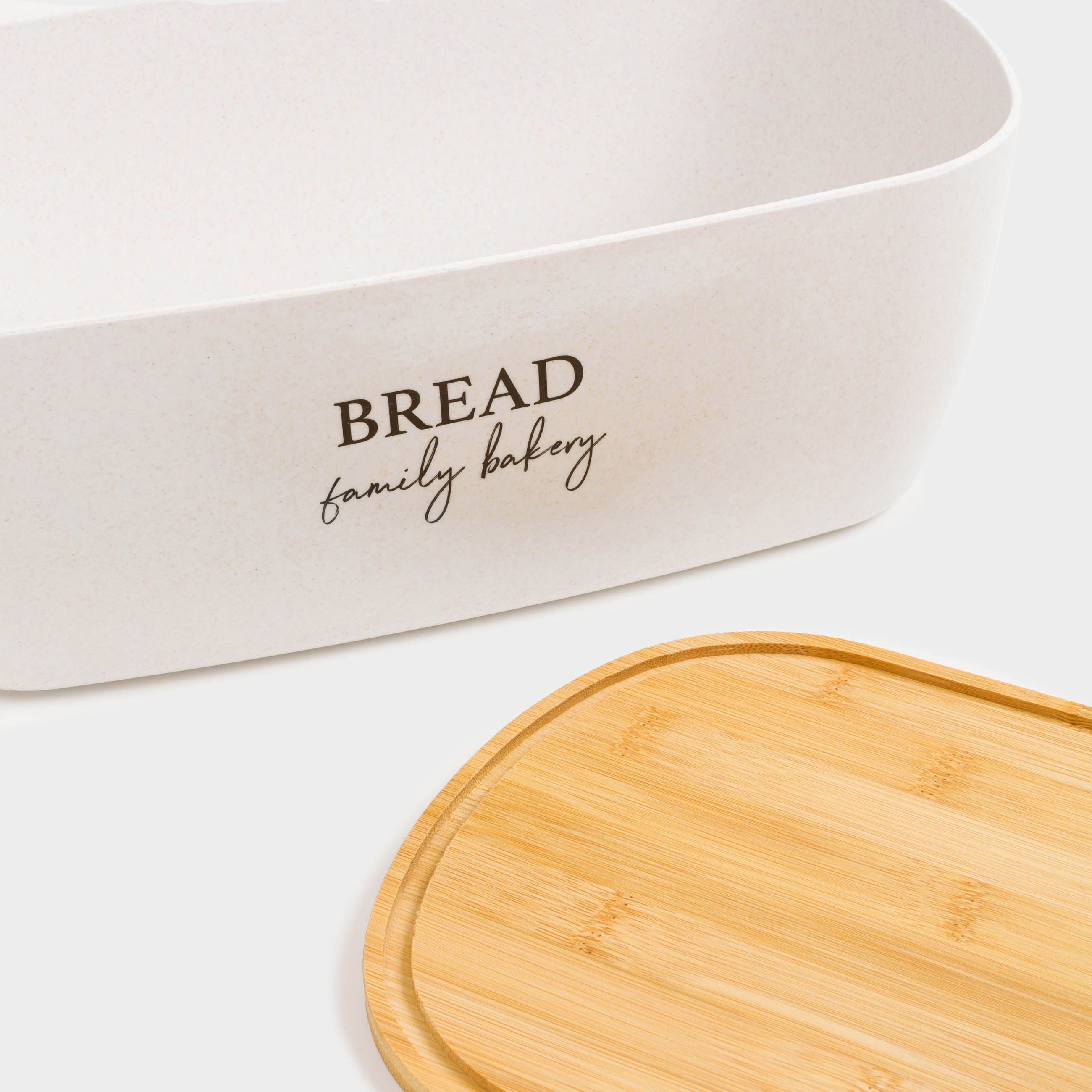 Bread box, 37x21x13 cm, with cutting board, bamboo, oval, Dairy, Bread/Bakery, Course