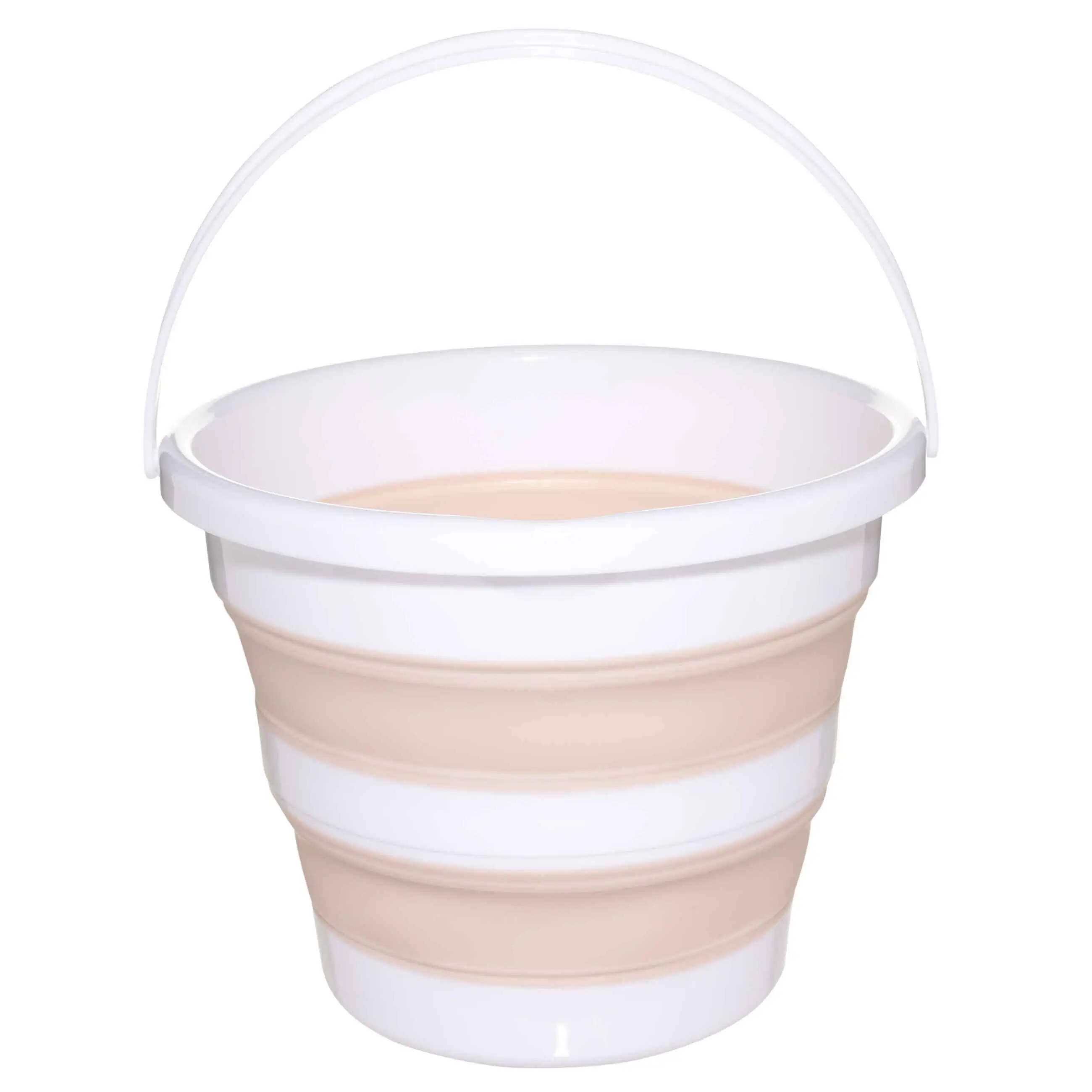 Foldable bucket, 10 l, plastic / rubber, beige-pink, Foldaway, image-0