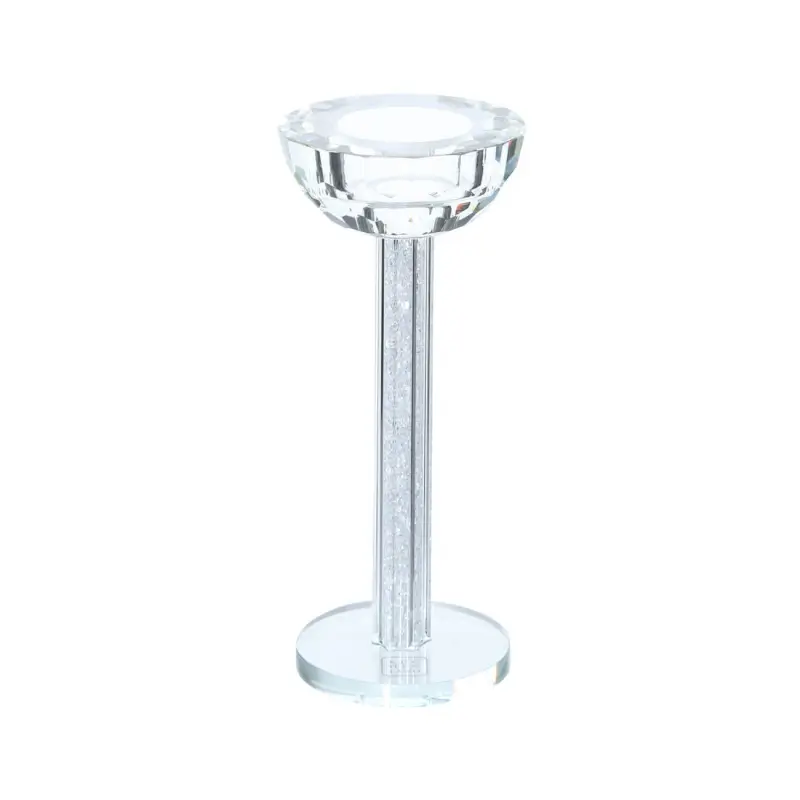 Candle holder, 18 cm, on a leg, glass / rhinestones, Crystal, Crystal