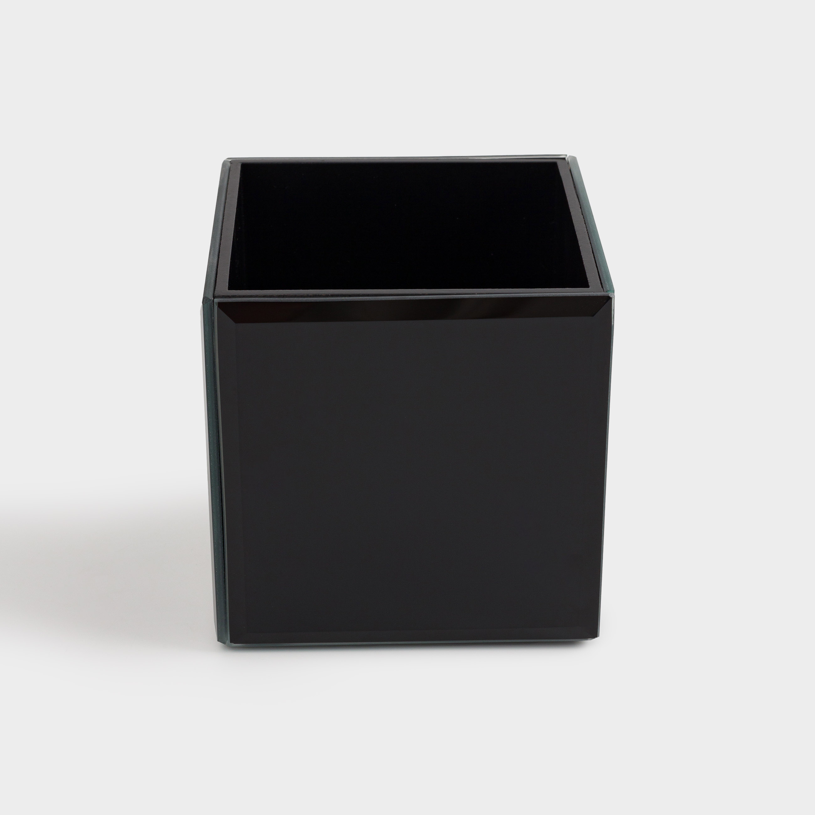 Cosmetics organizer, 10x10 cm, glass, mirror, black, Glossy black