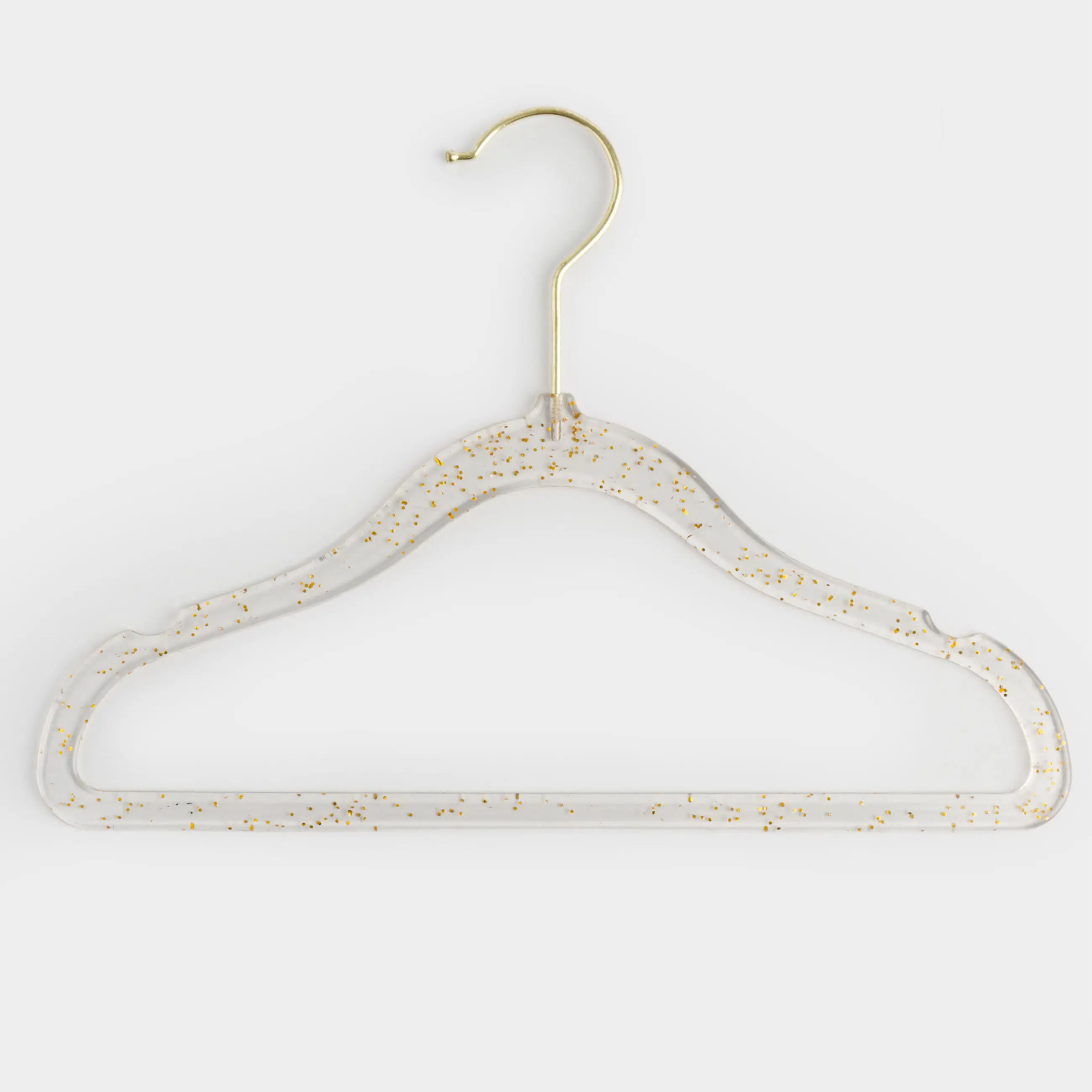 Hanger-hangers, 30 cm, 3 pcs, children's, plastic, transparent with golden sequins, Shimmer, image-0
