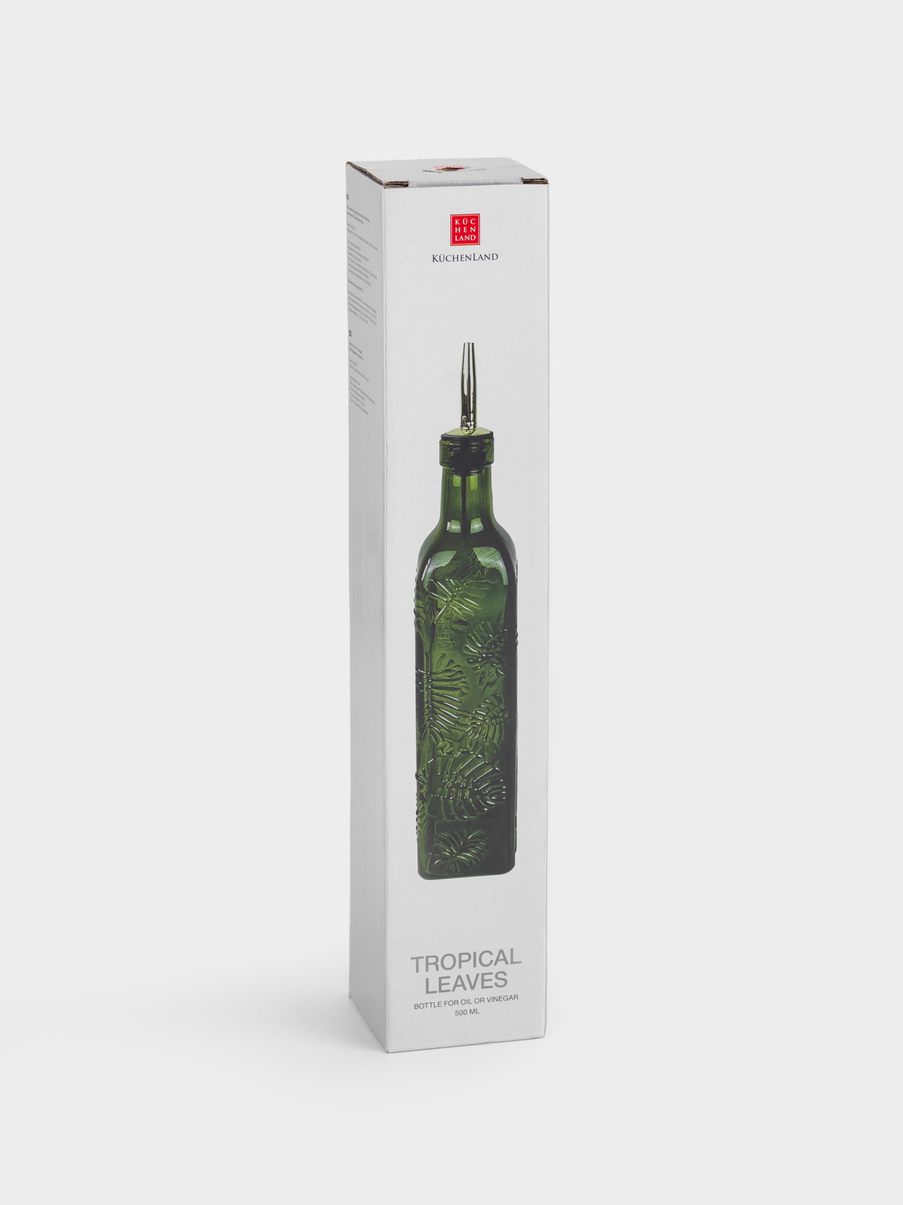 Oil or vinegar bottle, 500 ml, with dispenser, glass R / metal, green, Monstera, Royal jungle, image-5