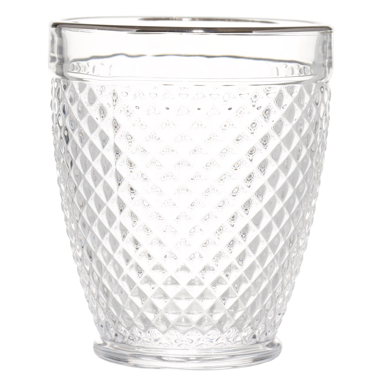 Drinking glass, 10 cm, 300 ml, 2 pcs, glass R, with silver edging, Verona silver, image-1