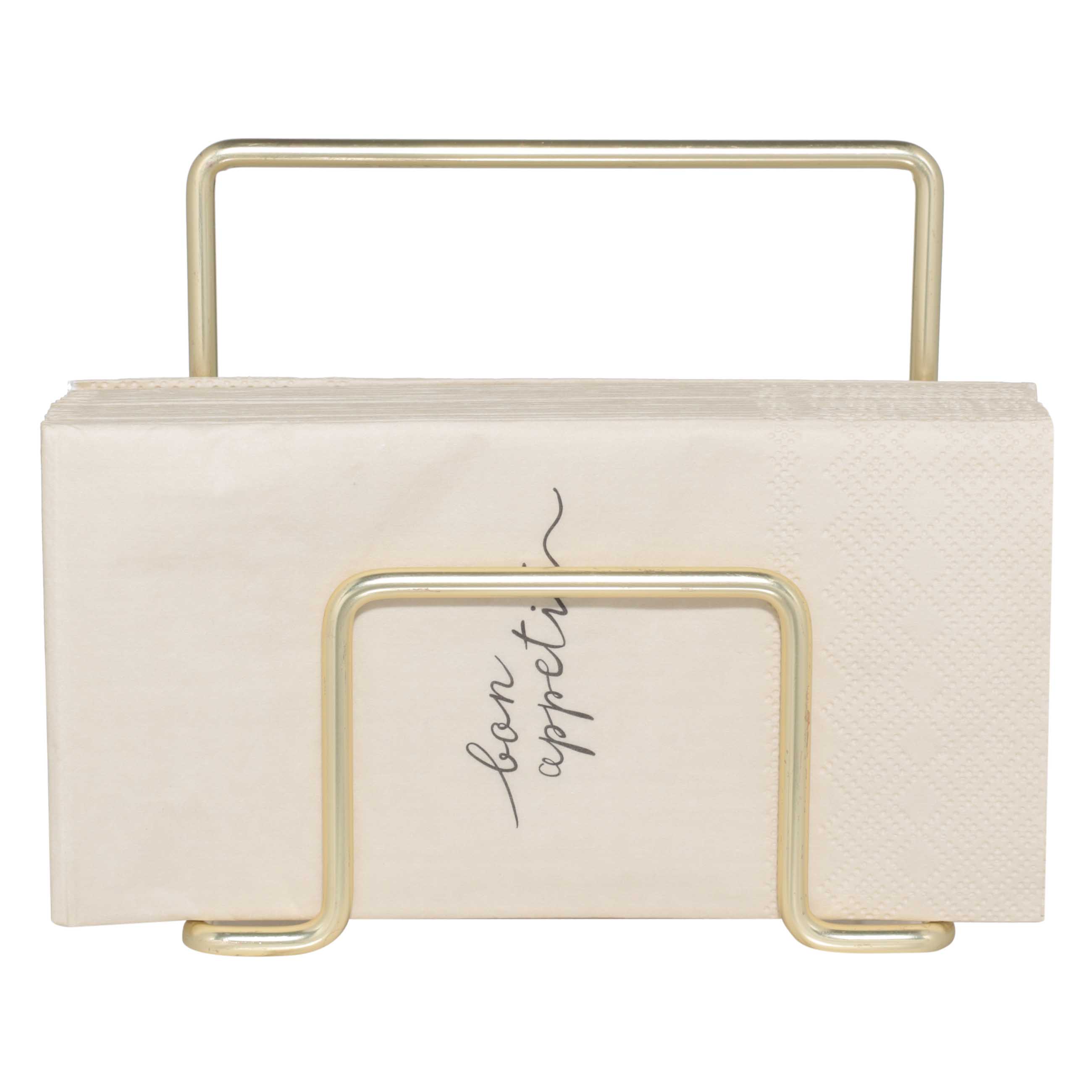 Napkin holder, 13 cm, metal, golden, Square, Classic gold