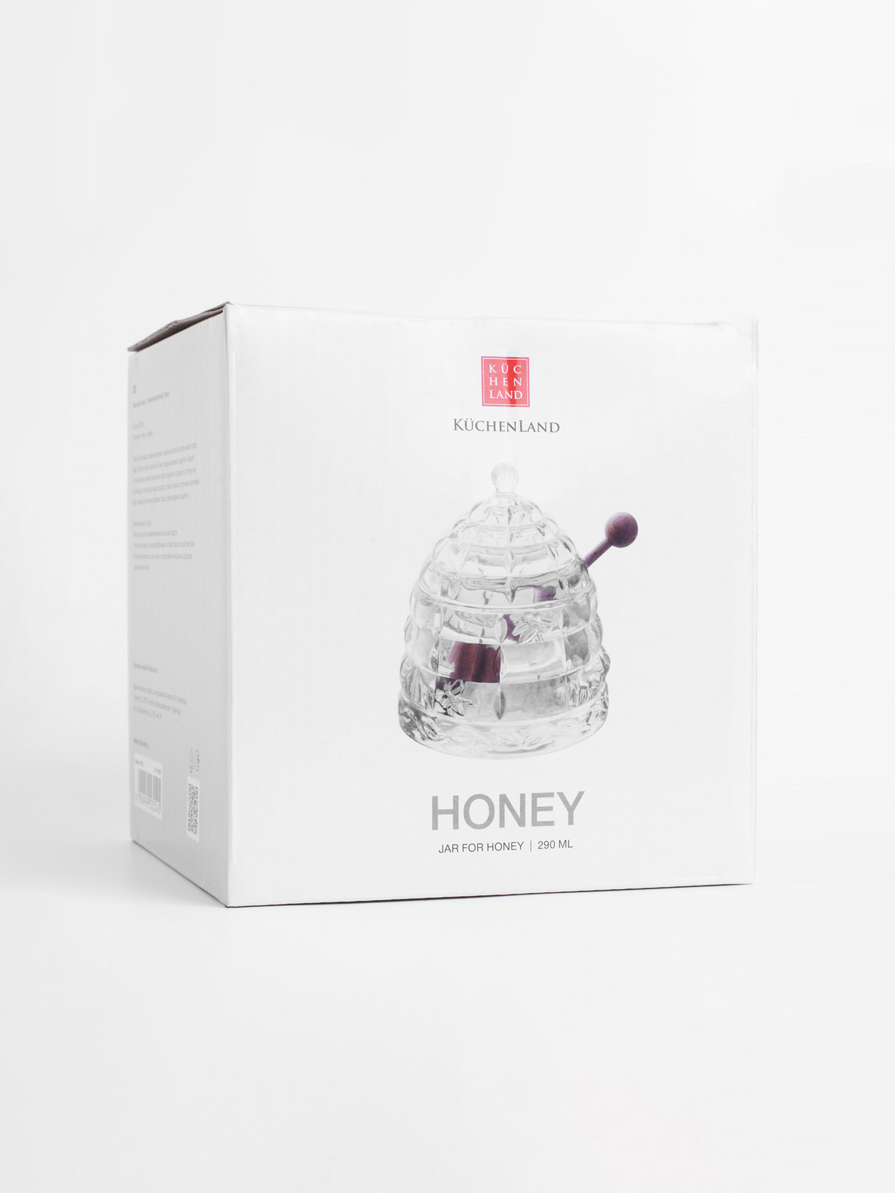 Honey jar, 290 ml, with spoon, glass R / wood, Patterns, Honey, image-6
