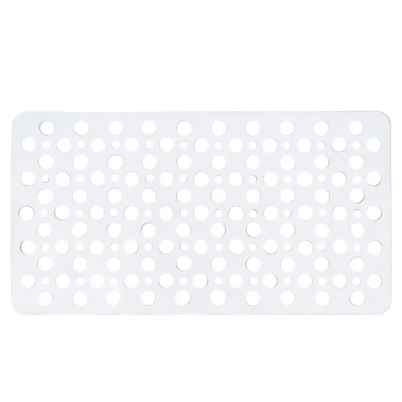 Bath/shower mat, 36x66 cm, anti-slip, rubber, rectangular, white, Polka dot ,image-0
