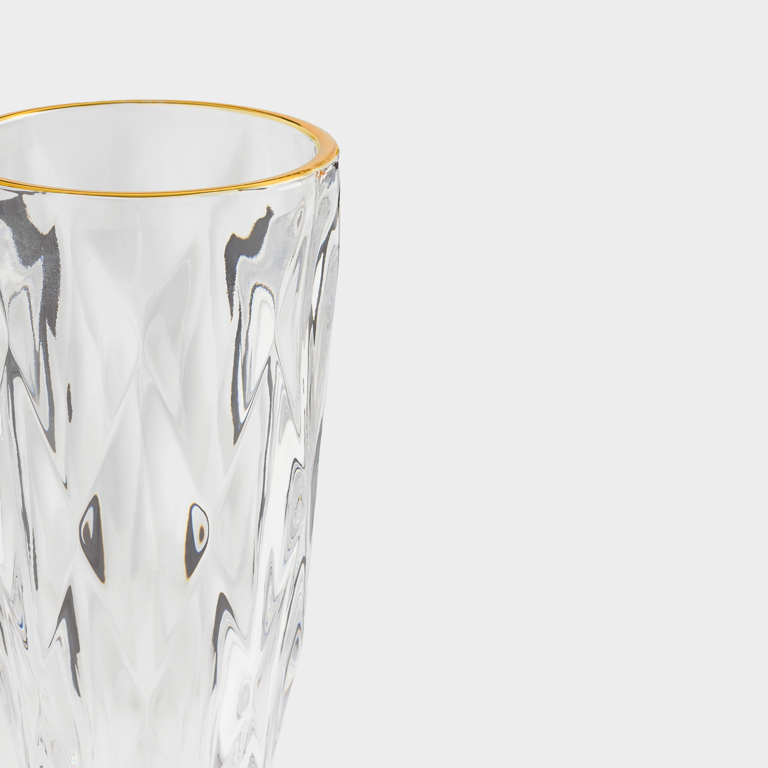 Champagne glass, 170 ml, glass R, with golden edging, Rhomb gold