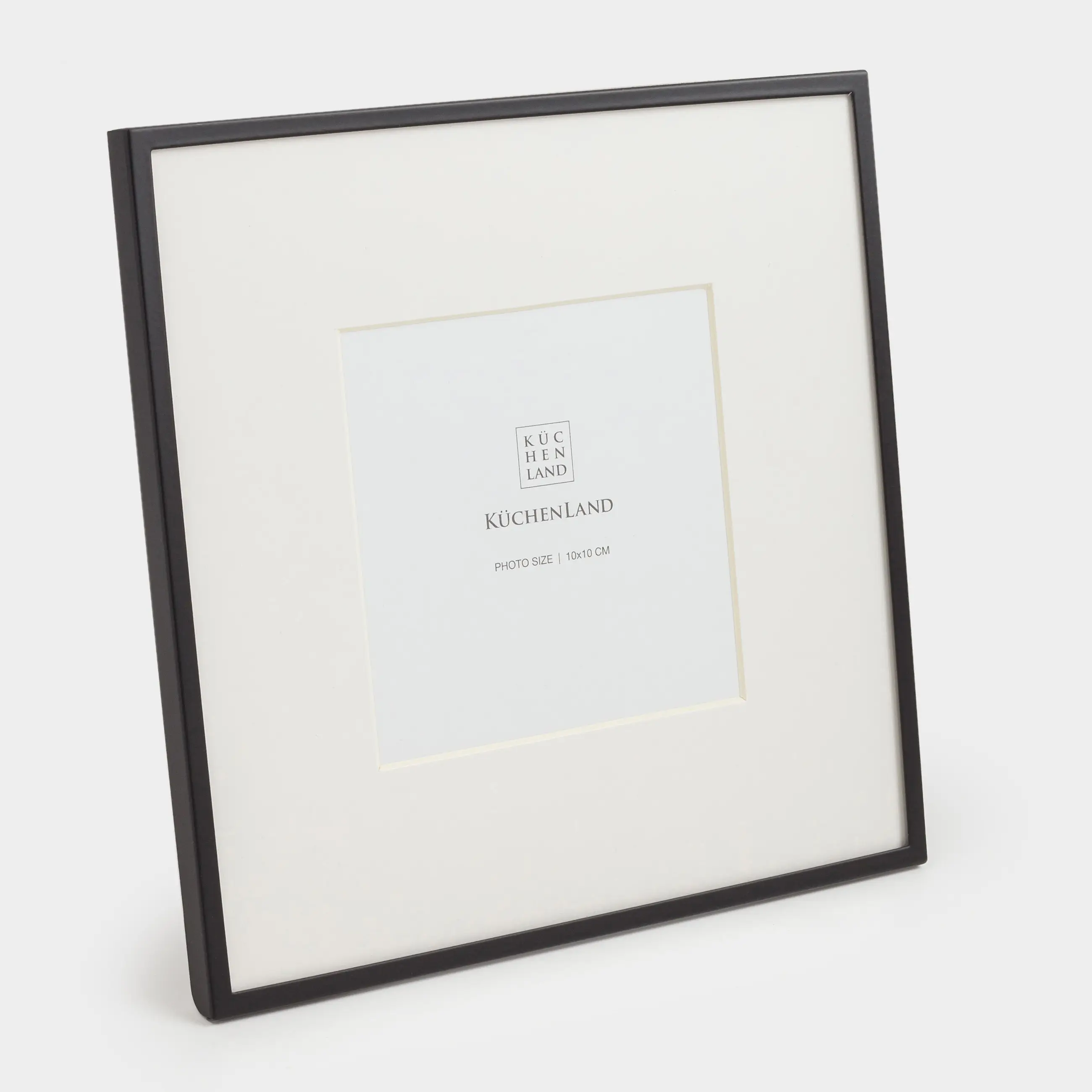 Photo frame, 18x18 cm, with passepartout, metal / glass, Black, Frames, image-0