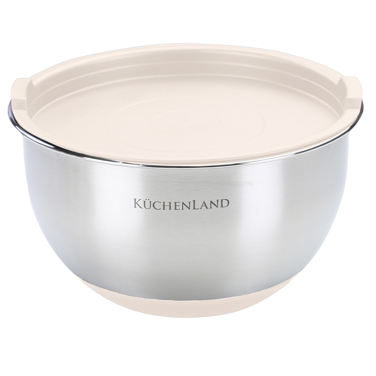 Bowl, 2/3 l, 2 pcs, with lid, anti-slip bottom, steel / plastic, beige, Terra