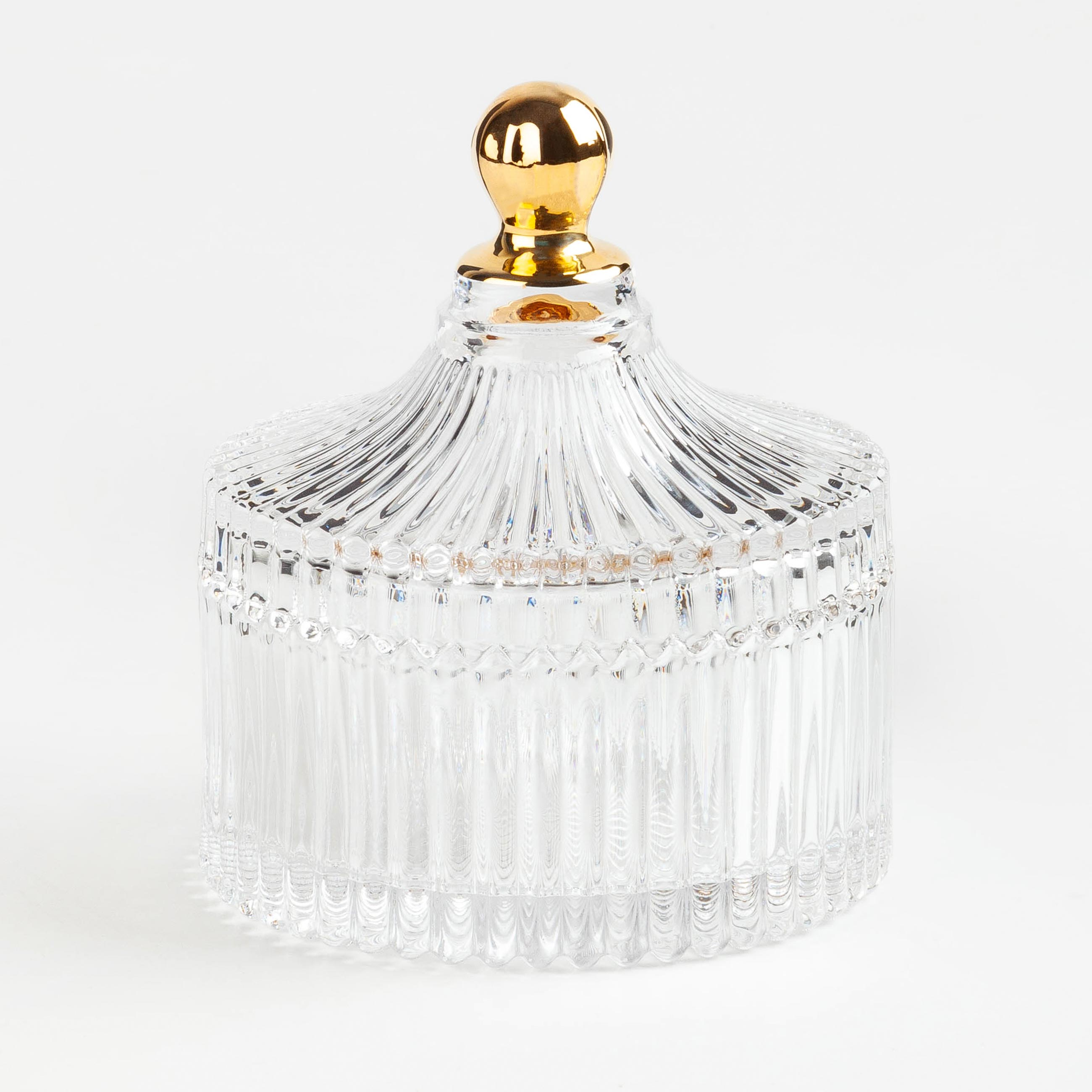 Storage container, 11x12 cm, 210 ml, glass R, with gold handle, Selene, image-0