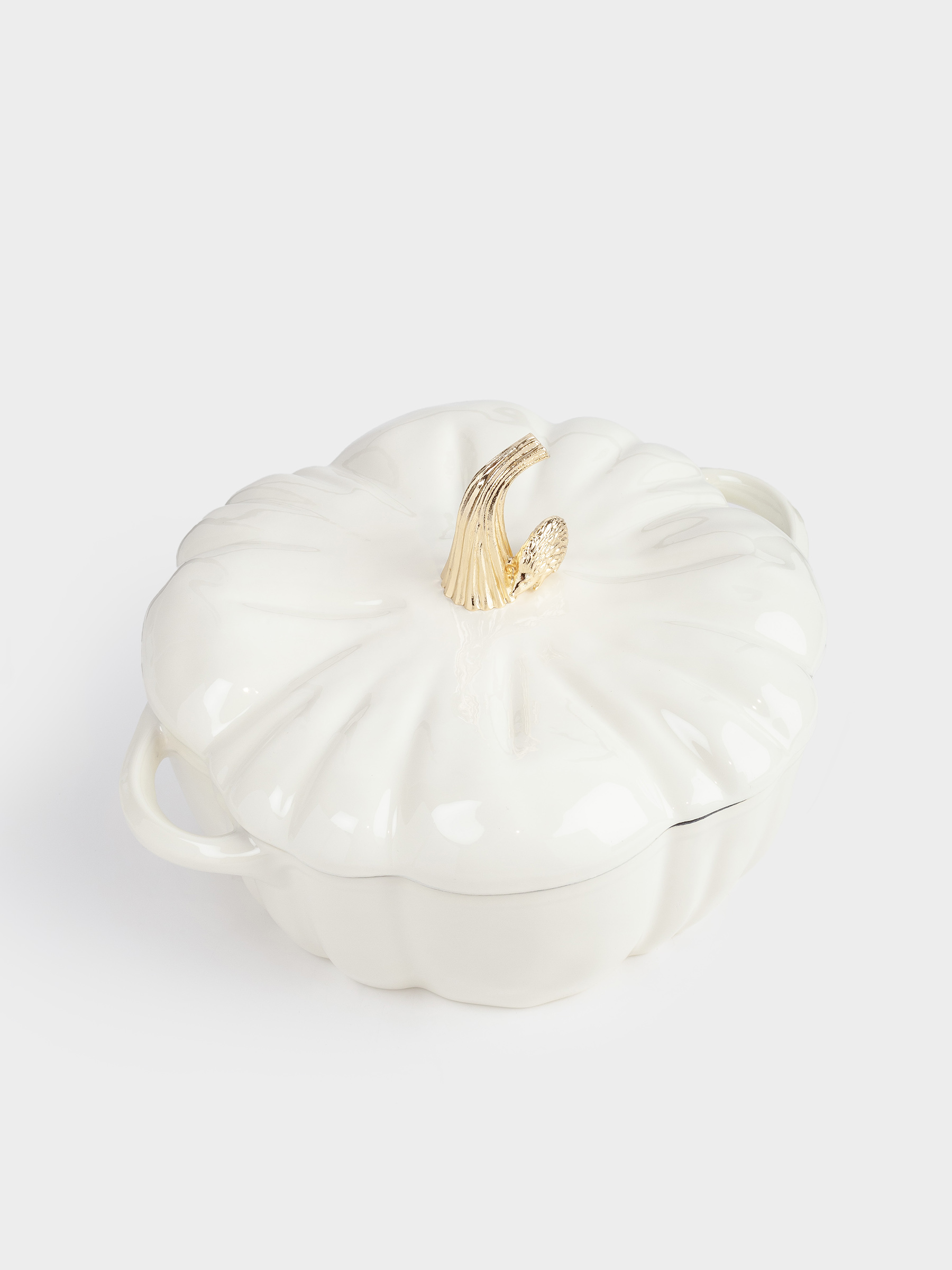 Cauldron, 25 cm, 3.3 l, with lid, cast iron, milky, Pumpkin, Gourd, image-2