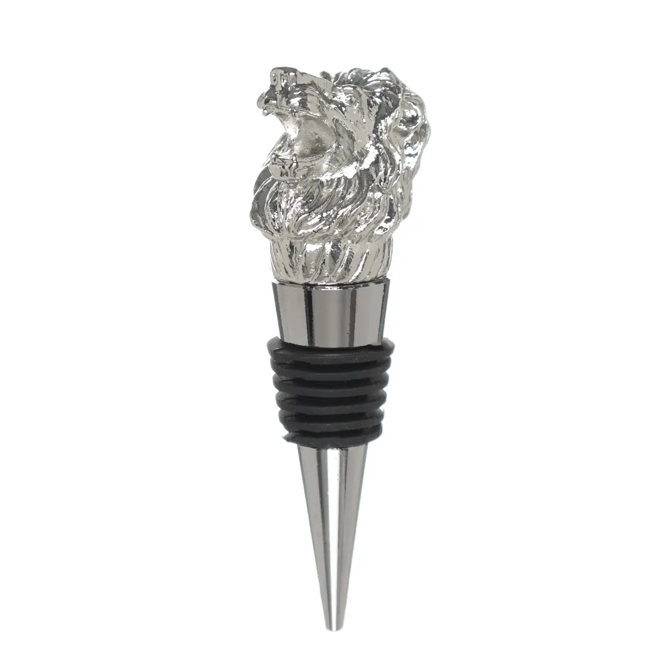 Wine bottle stopper, 10 cm, metal, Lion, Leo, image-0