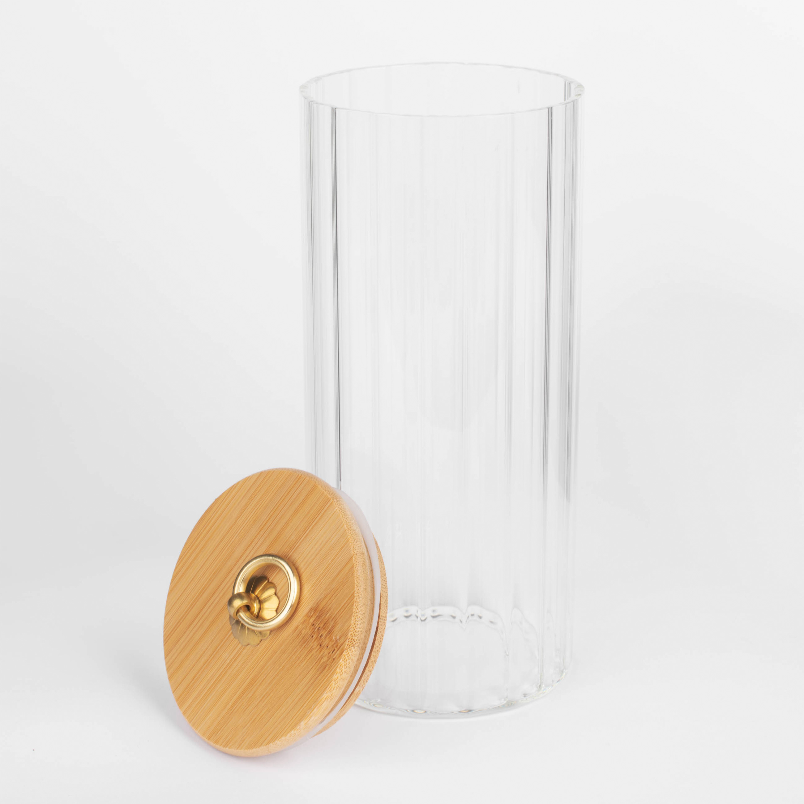 Can for bulk products, 1,1 l, glass B/ bamboo, Camellia, image-2