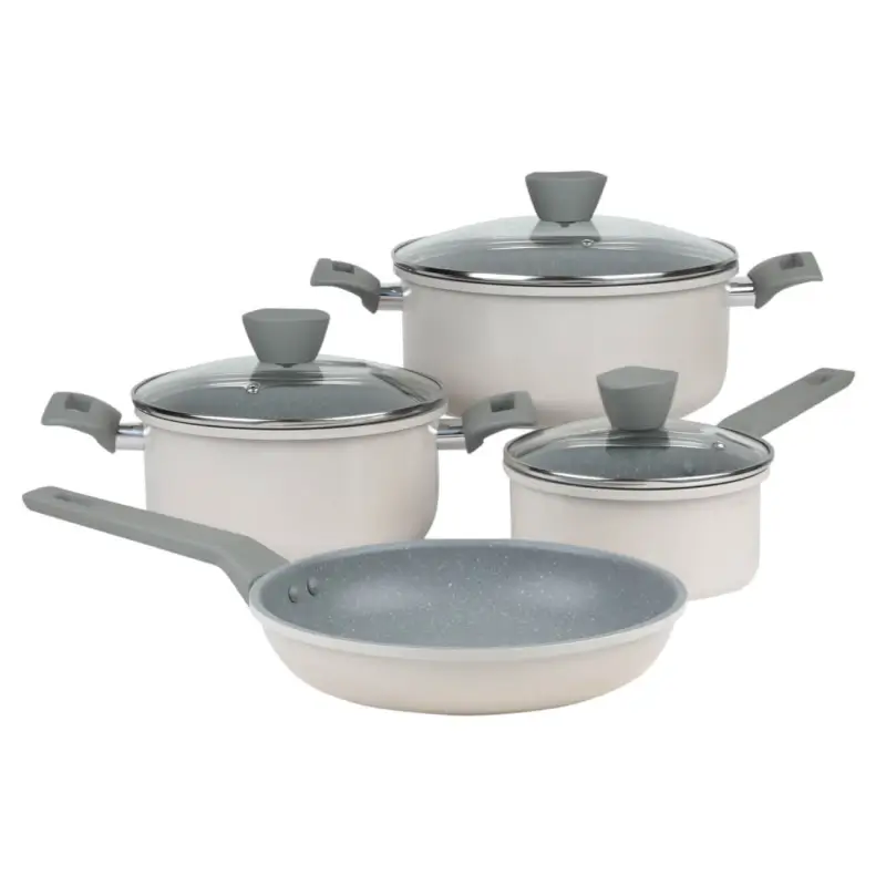 Tableware set, 4 items, coated, aluminum, beige, Tasty