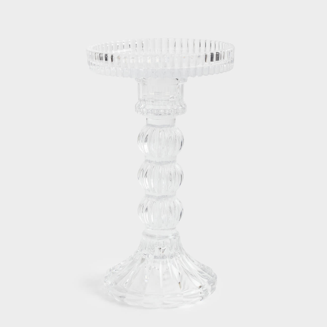 Candle holder, 16 cm, for cylindrical / thin candles, on a leg, collapsible, glass R, Ribby
