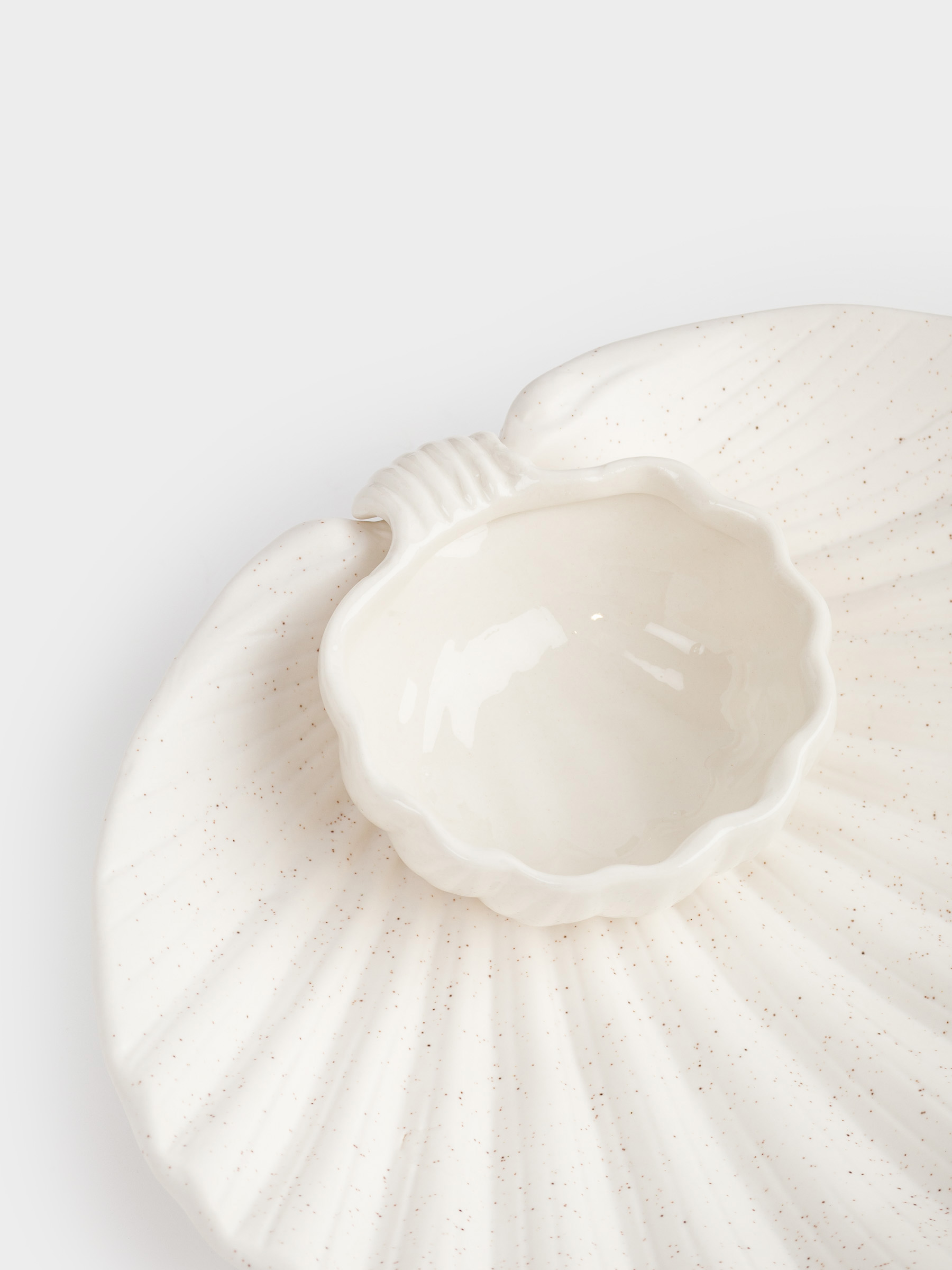 Dish, 20x17 cm, with sauce pan, porcelain P, milky, speckled, Shell, Seaside, image-5