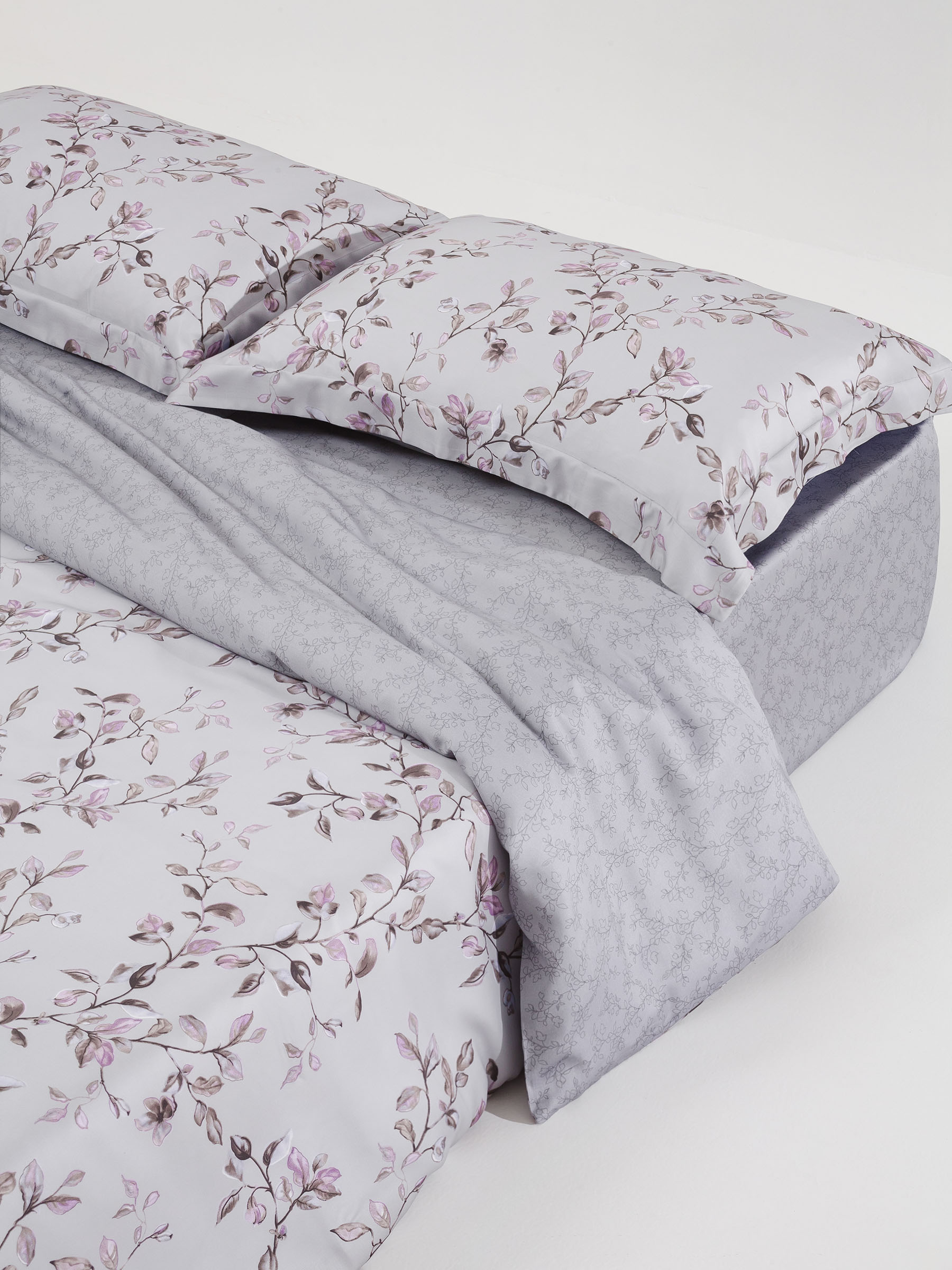 Bed linen set, Euro, Tencel 300 TC, grey, Branches, Tencel, image-2