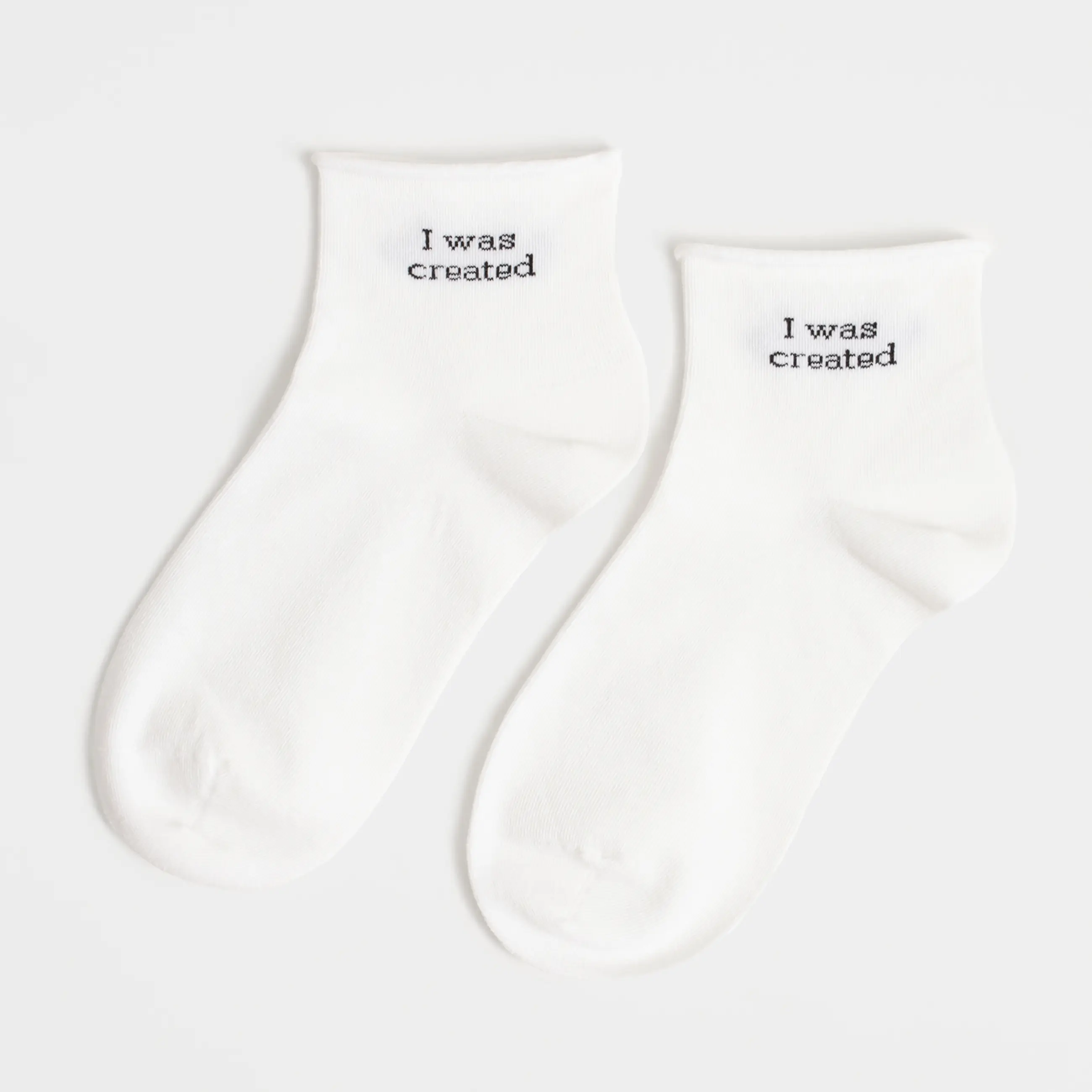Women's socks, size 36-38, cotton/polyester, white, To create, I was created, Slogan