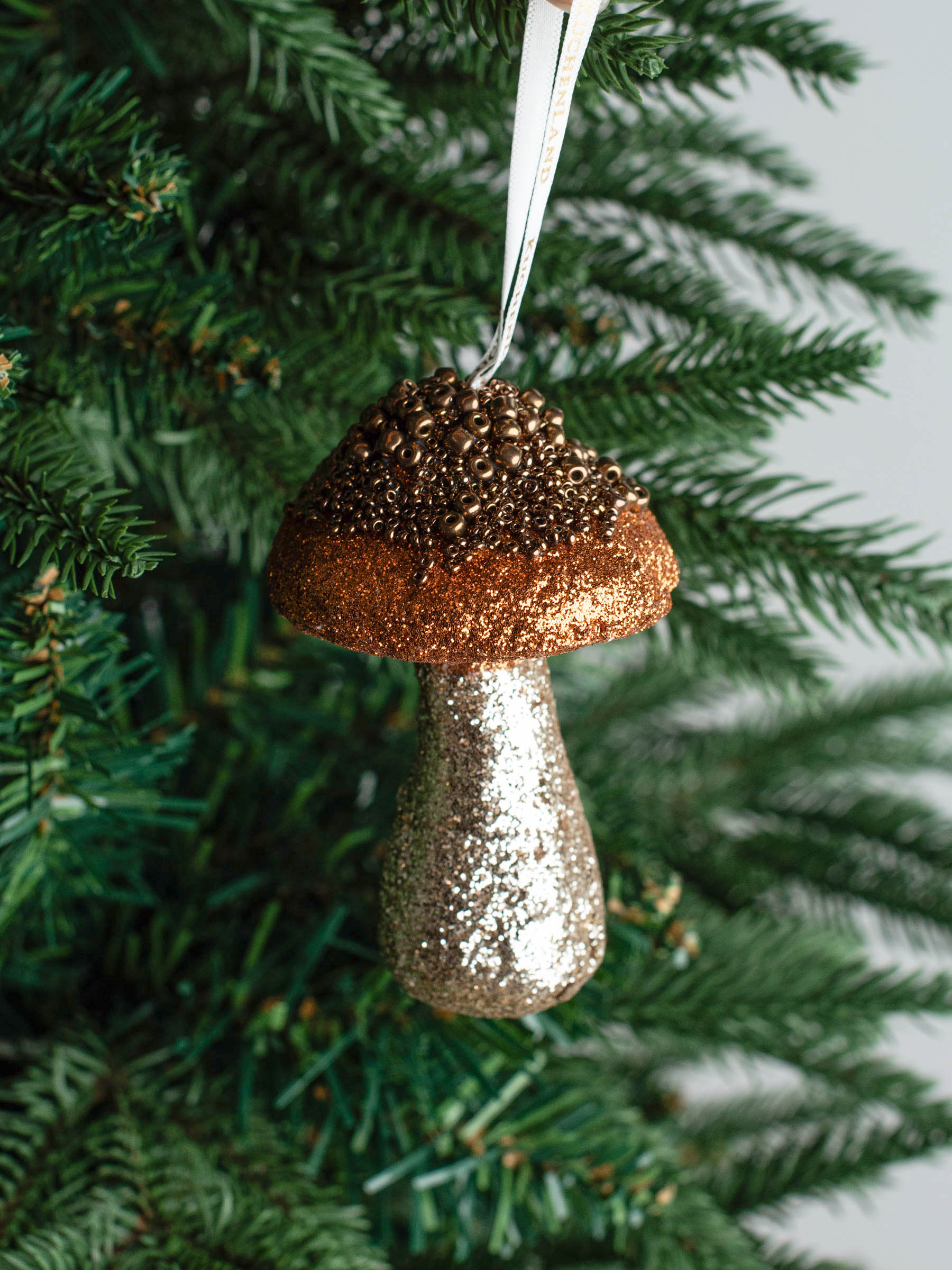 Christmas tree toy, 10 cm, polyester, brown, Mushroom, Figure sparkle, image-3