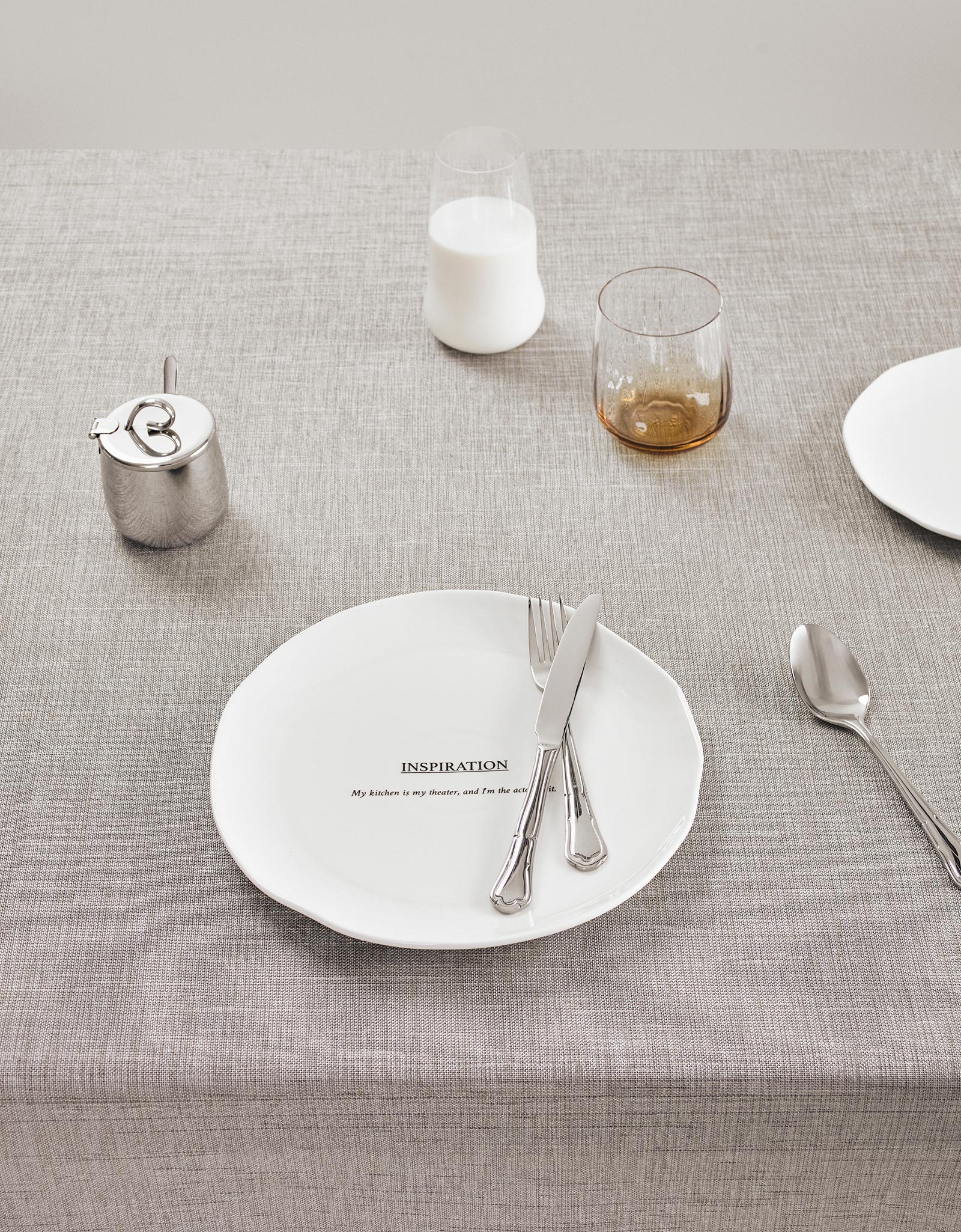 Tablecloth, 160x160 cm, fringed, polyester, grey melange, Beverin, image-3