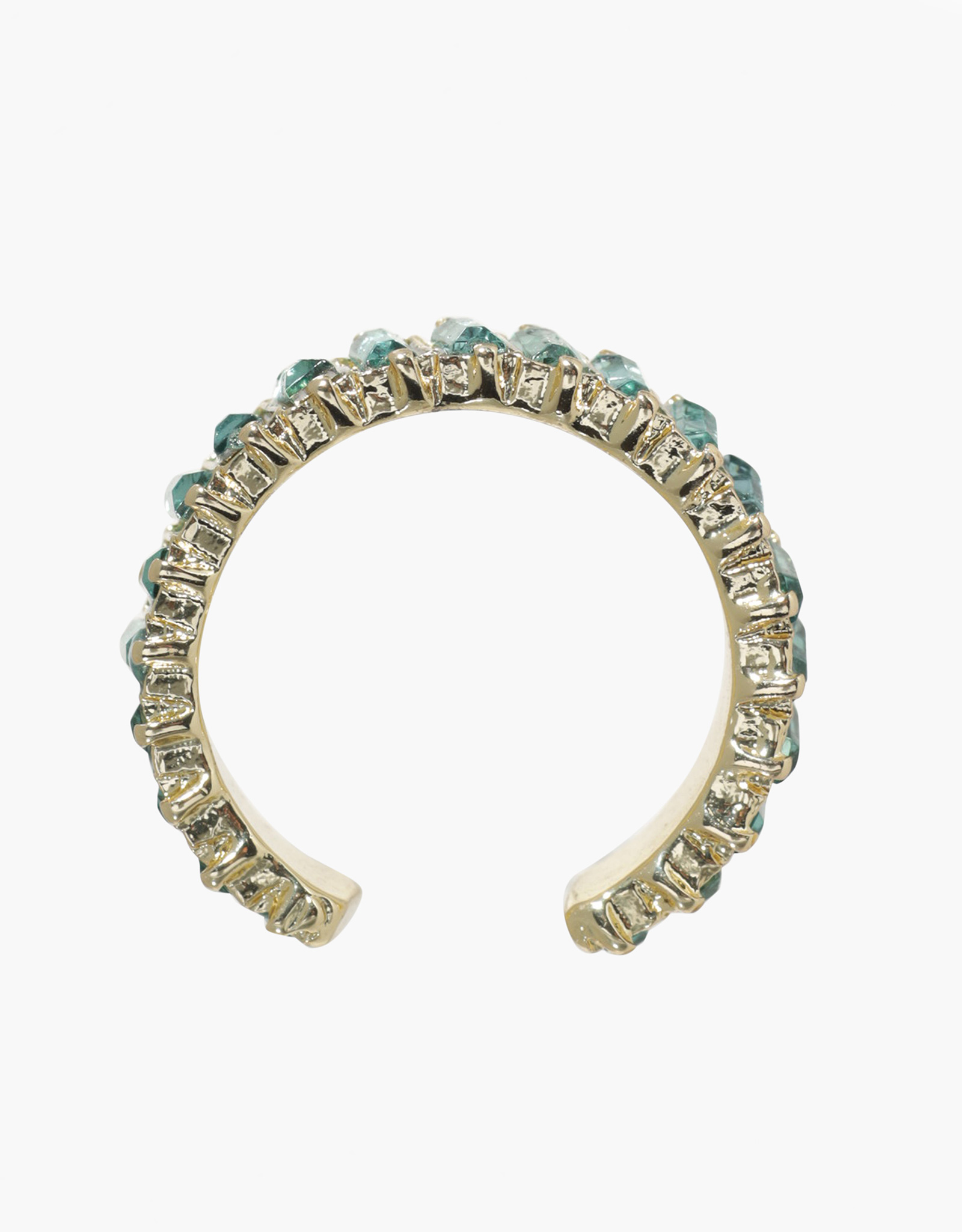 Ring, size S-M, Single size, Metal / Glass, Green stones, Mineral