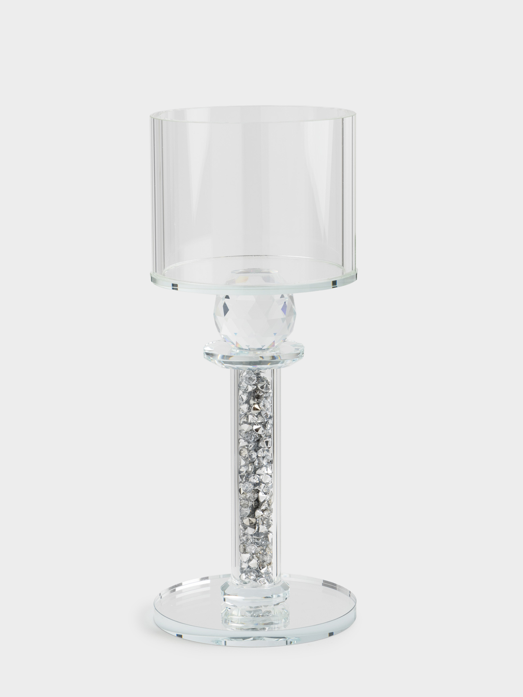 Candlestick, 25 cm, for a cylindrical candle, on a leg, crystal glass / resin, Lux crystal, image-0