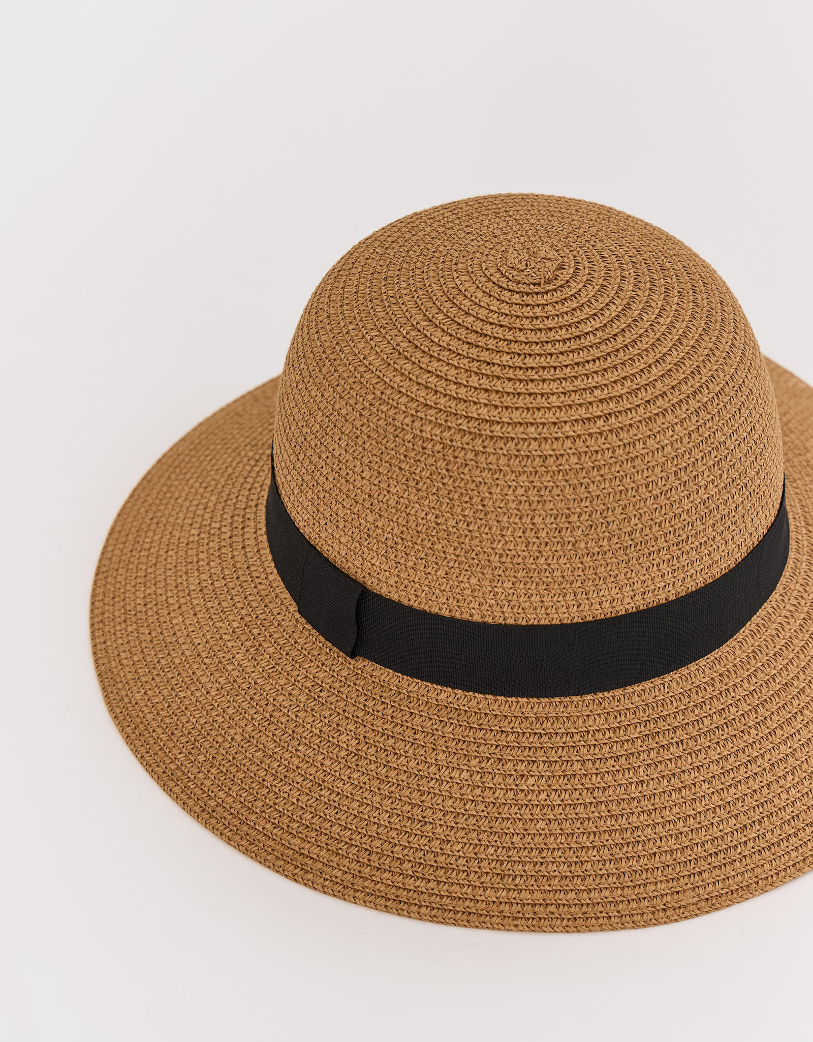 Hat, single size, with ribbons, cellulose / polyester, Beige, Banjo, image-1