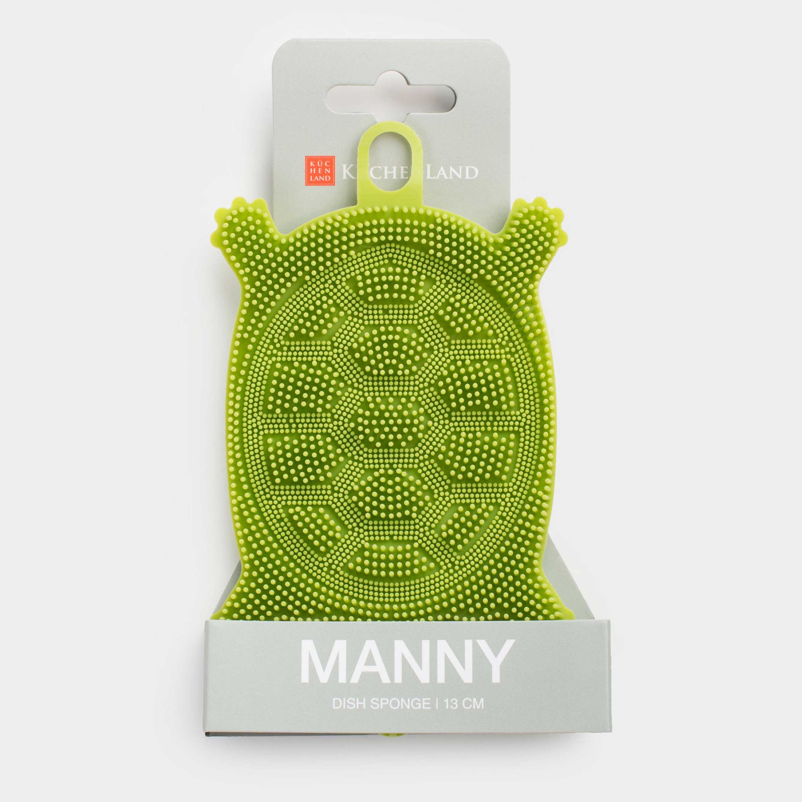 Dish washing sponge, 13 cm, Silicone, Green, Turtle, Manny, image-3