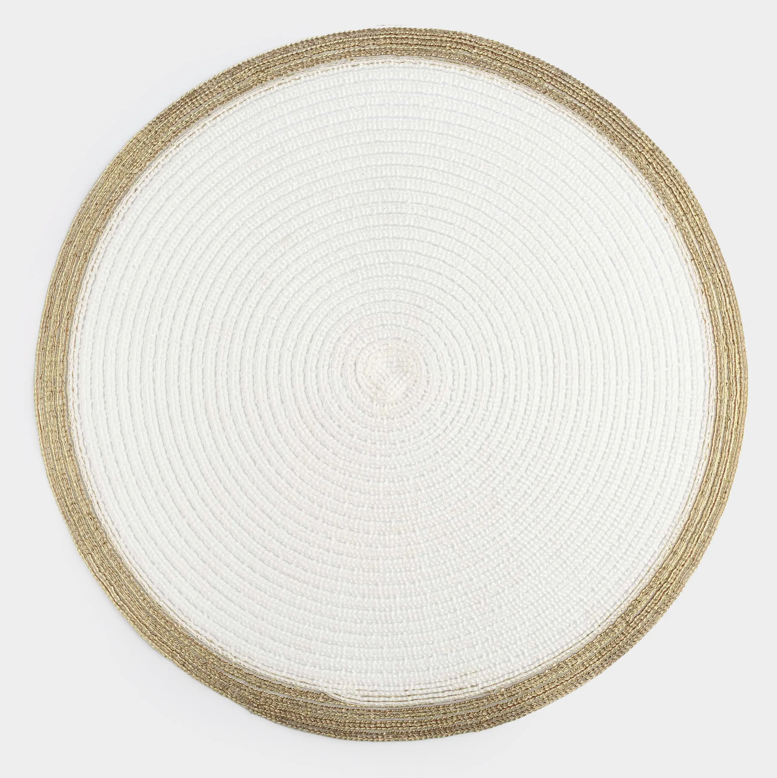 Instrument napkin, 38 cm, polyester, round, white, Gold border, Rotary rim