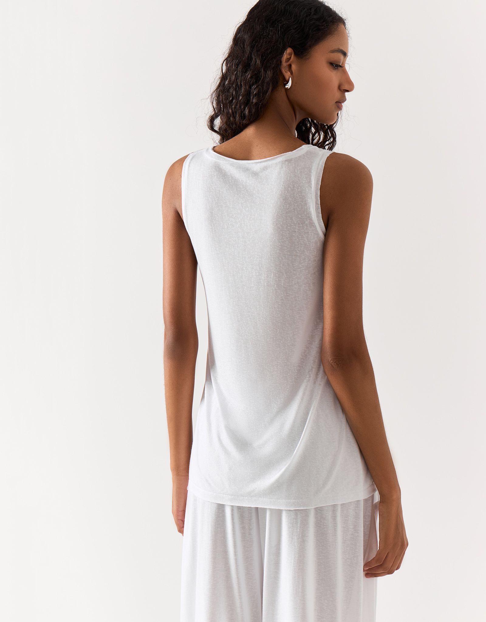 Women's top, homewear, size S, viscose / polyester, white, Railia, image-5